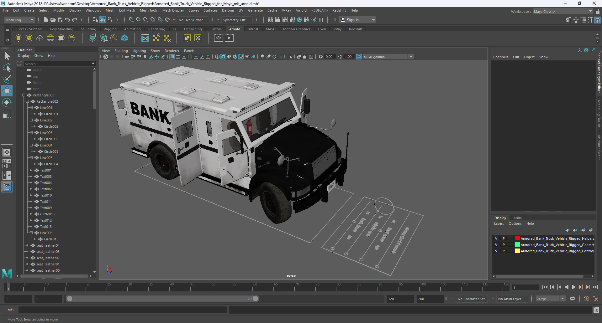 Armored Bank Truck Vehicle Rigged for Maya 3D