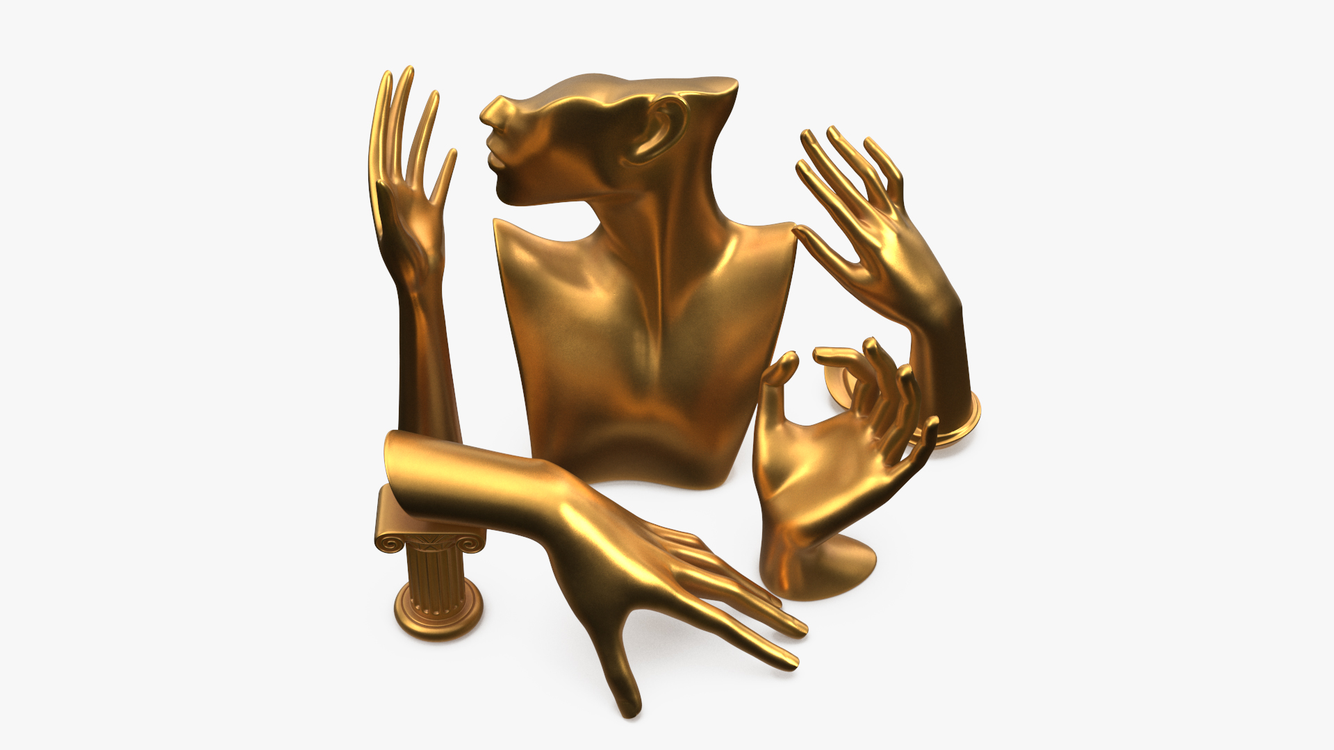Jewelry Stand Set Golden 3D model