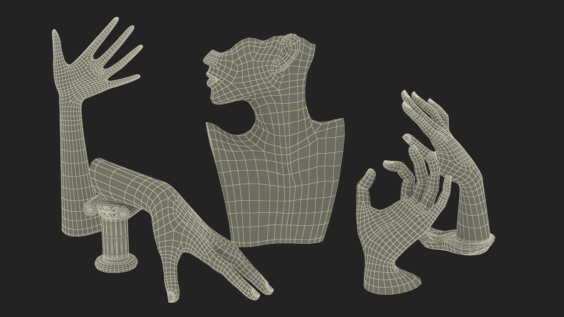 Jewelry Stand Set Golden 3D model