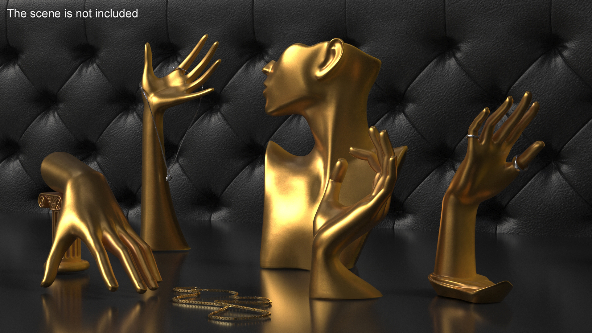 Jewelry Stand Set Golden 3D model