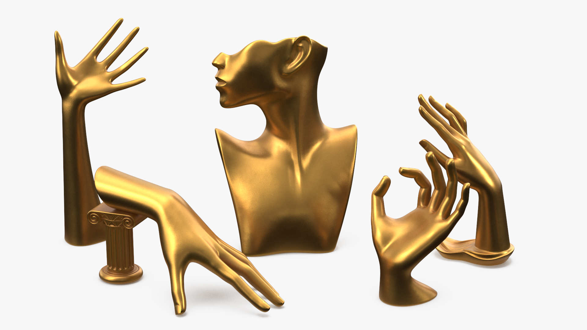 Jewelry Stand Set Golden 3D model