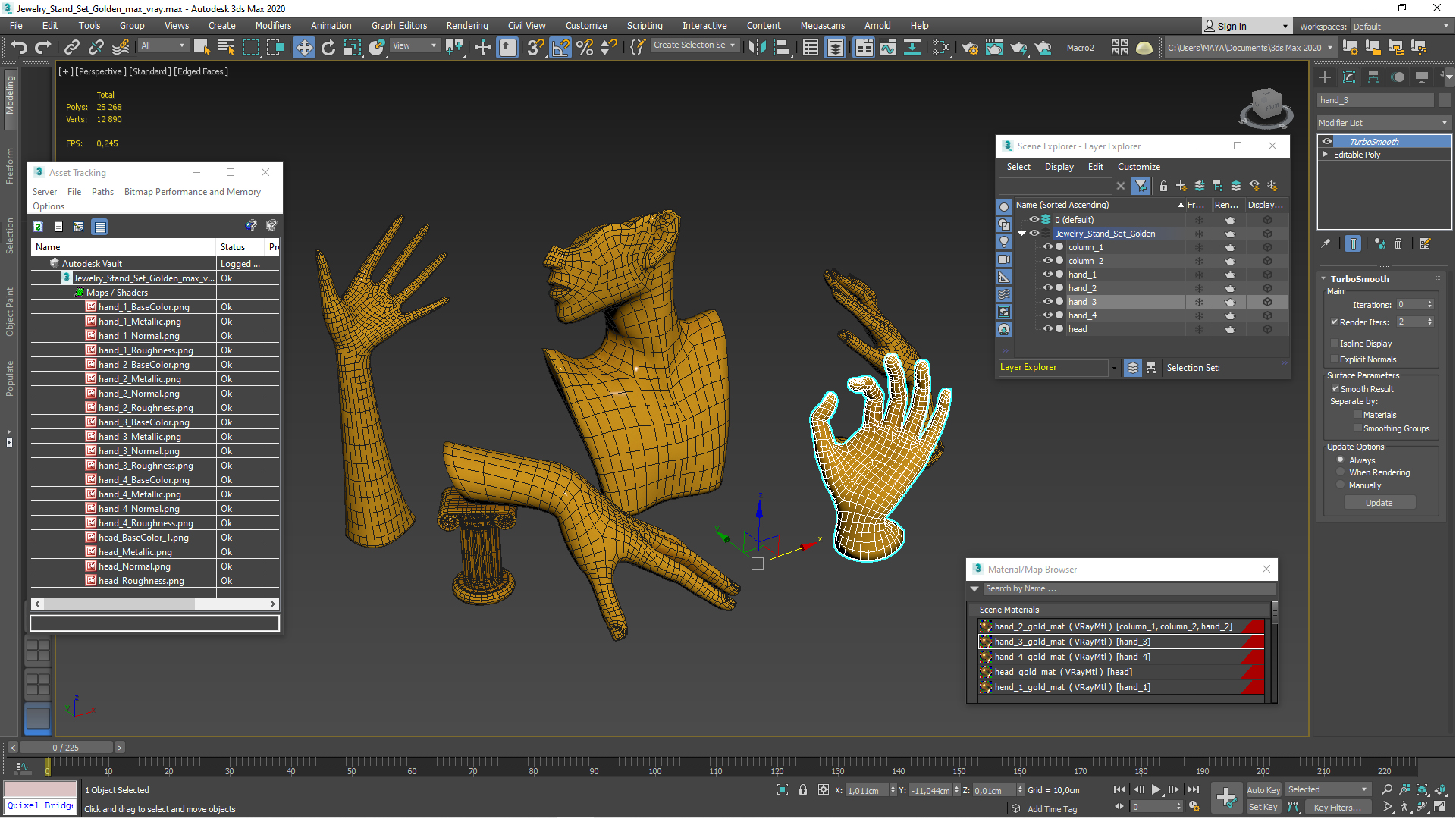 Jewelry Stand Set Golden 3D model