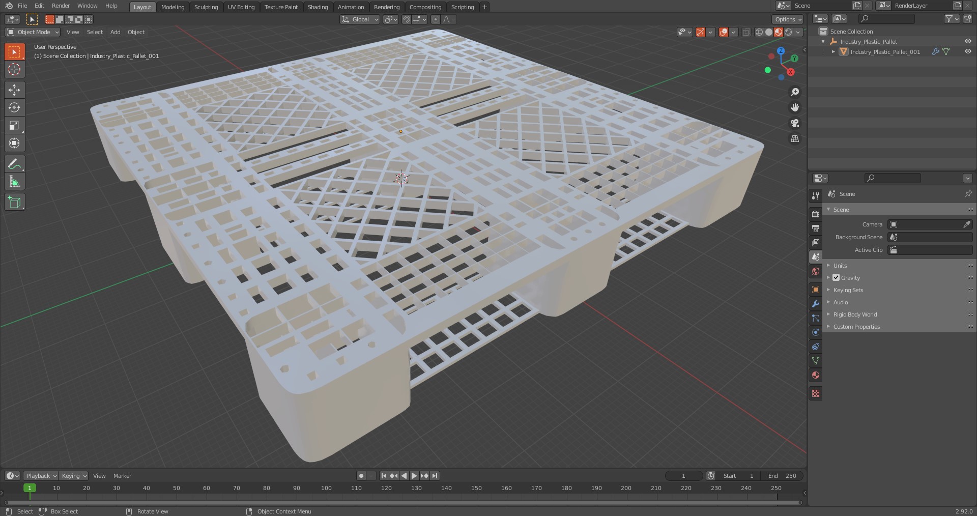 3D Industry Plastic Pallet model