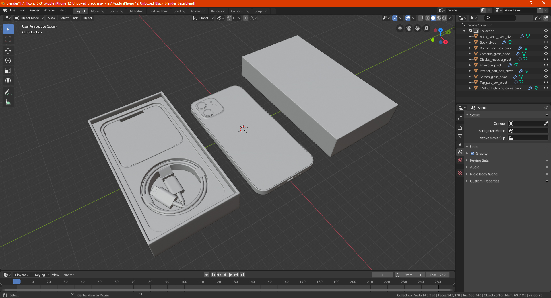 Apple iPhone 12 Unboxed Black 3D model