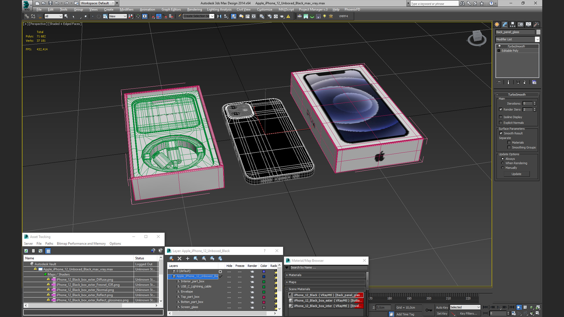 Apple iPhone 12 Unboxed Black 3D model