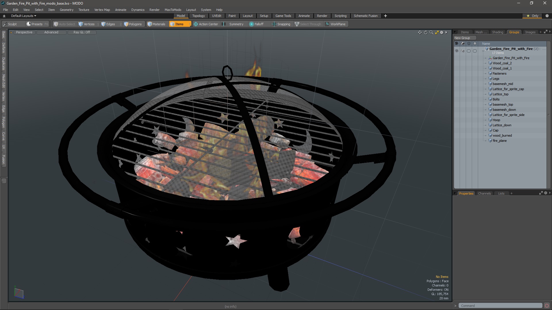 3D model Garden Fire Pit with Fire
