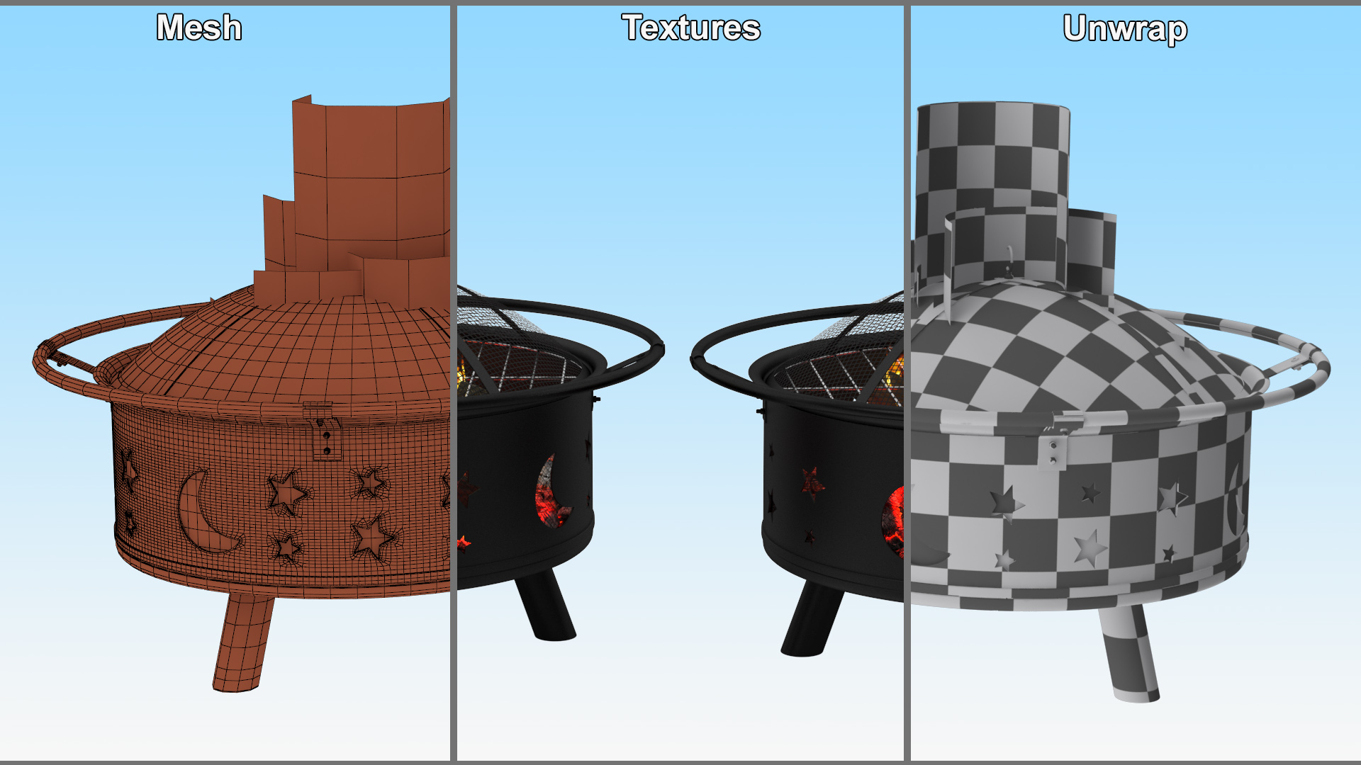 3D model Garden Fire Pit with Fire