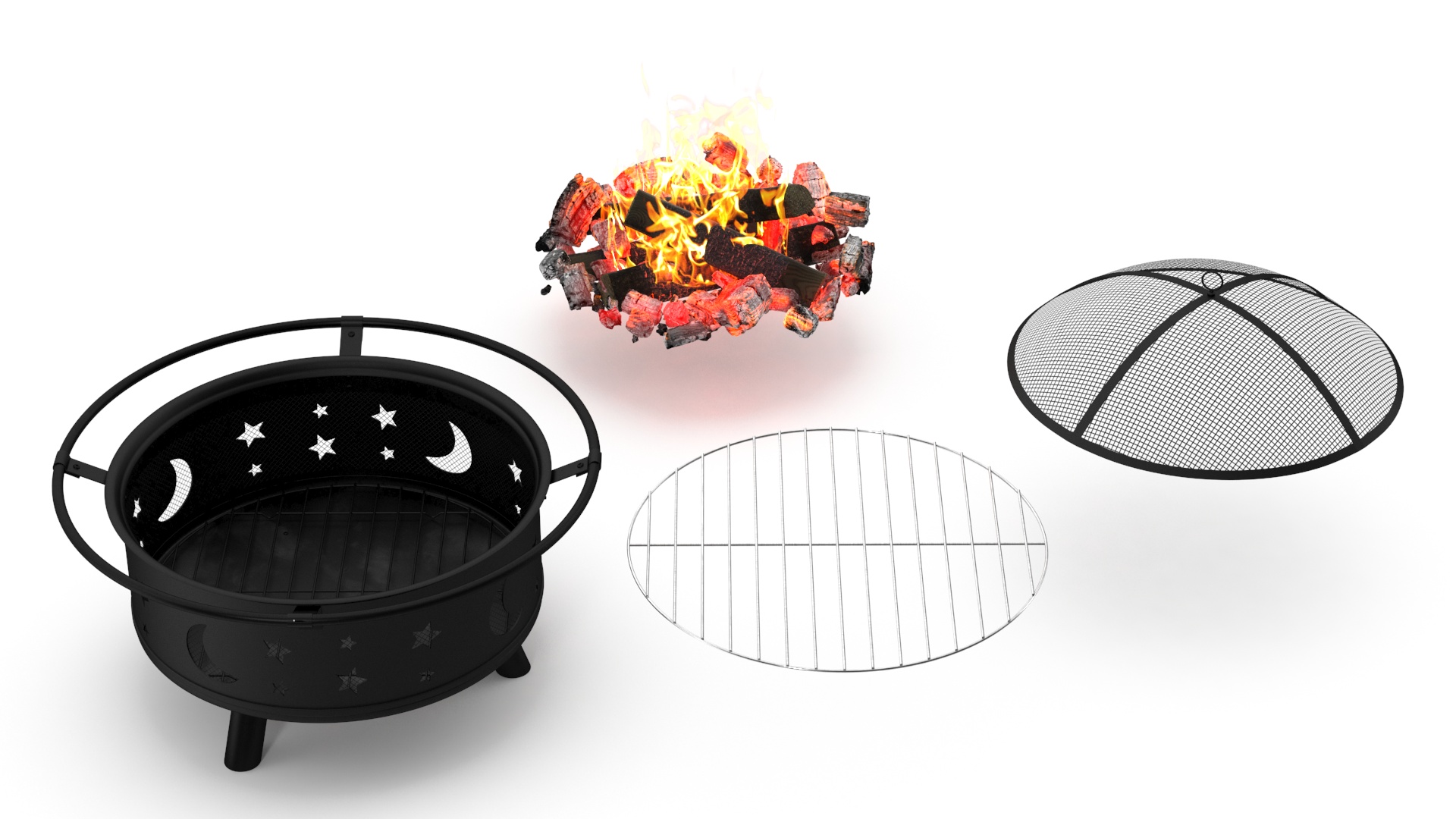 3D model Garden Fire Pit with Fire