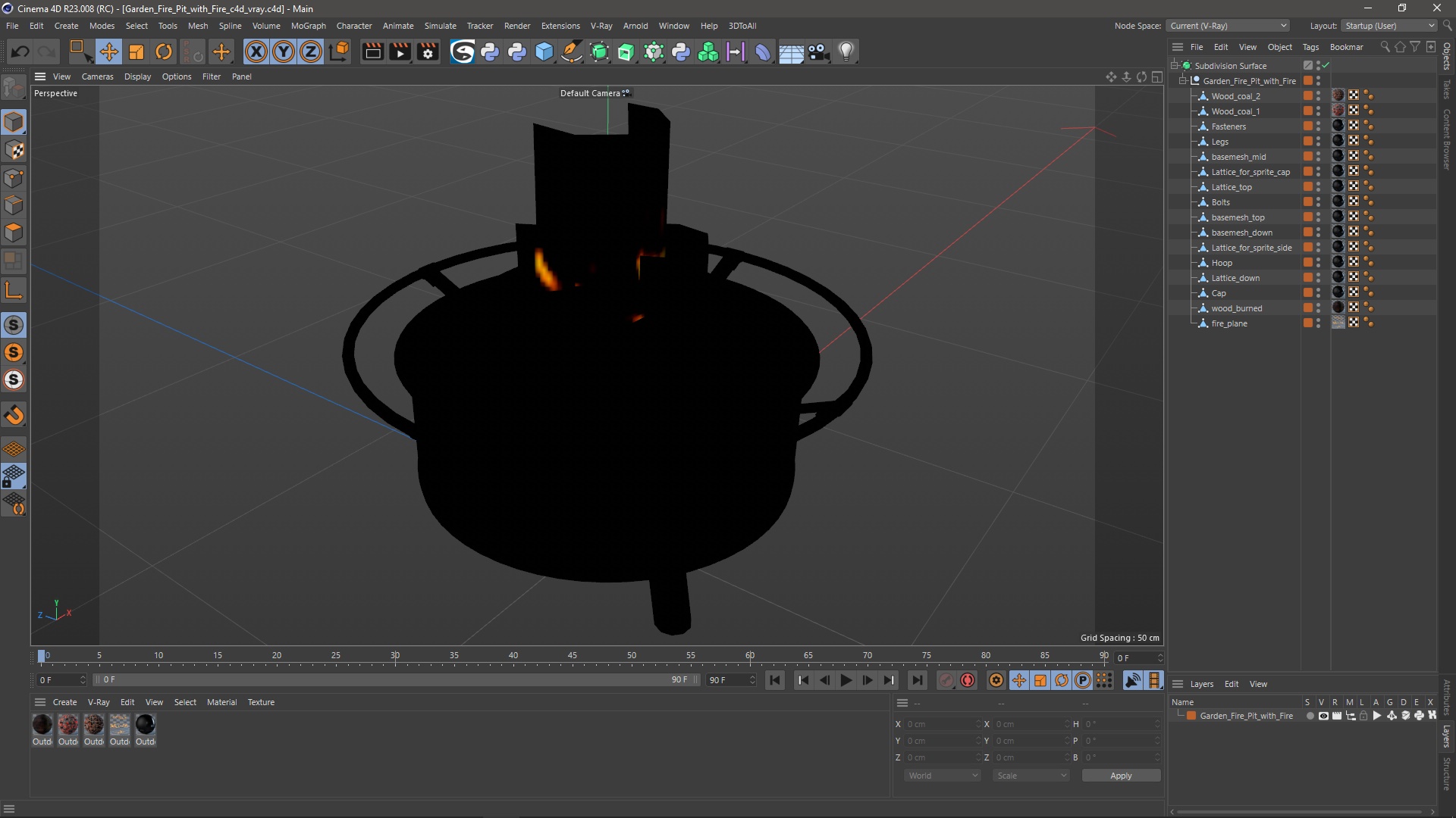 3D model Garden Fire Pit with Fire