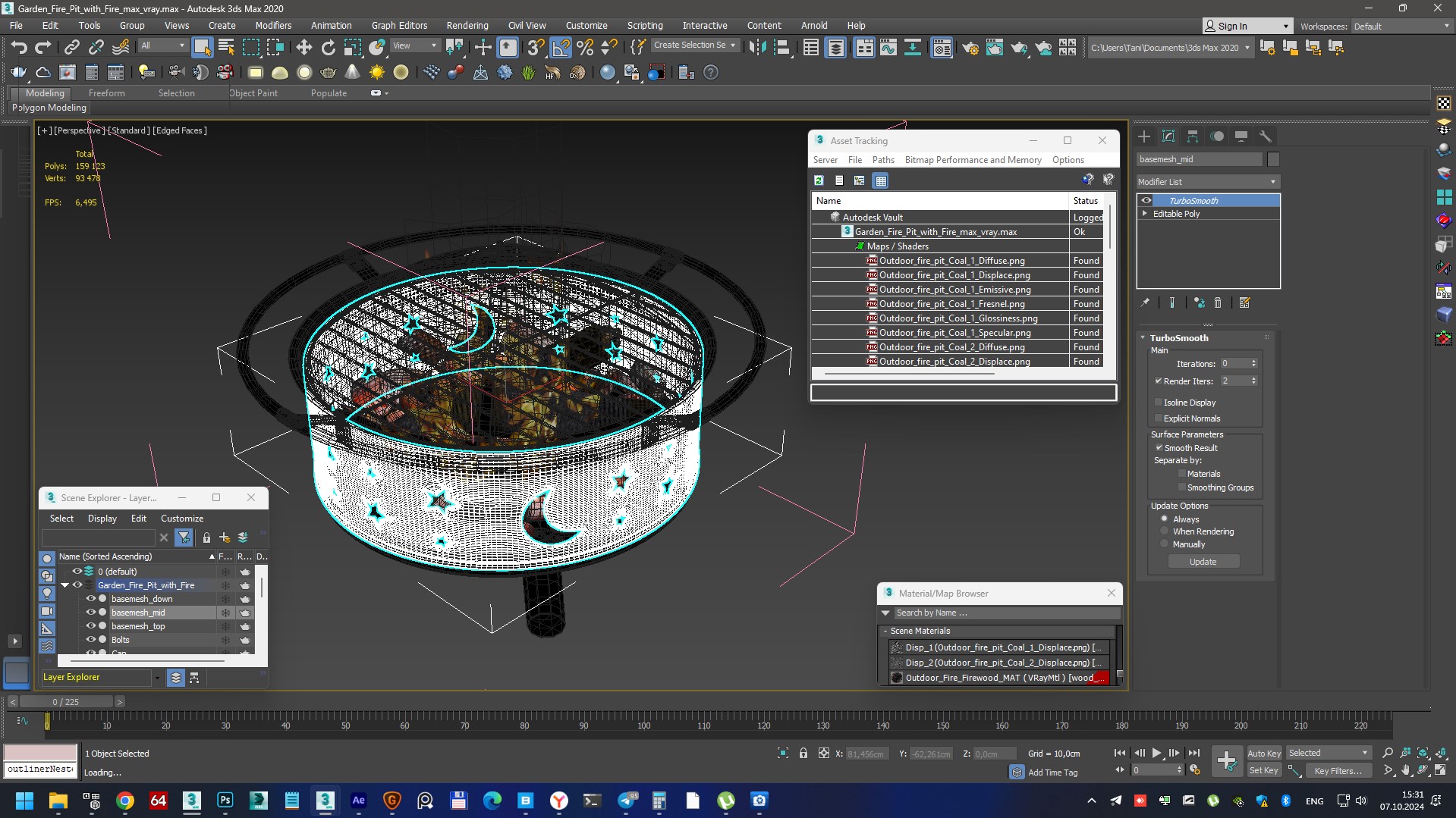 3D model Garden Fire Pit with Fire