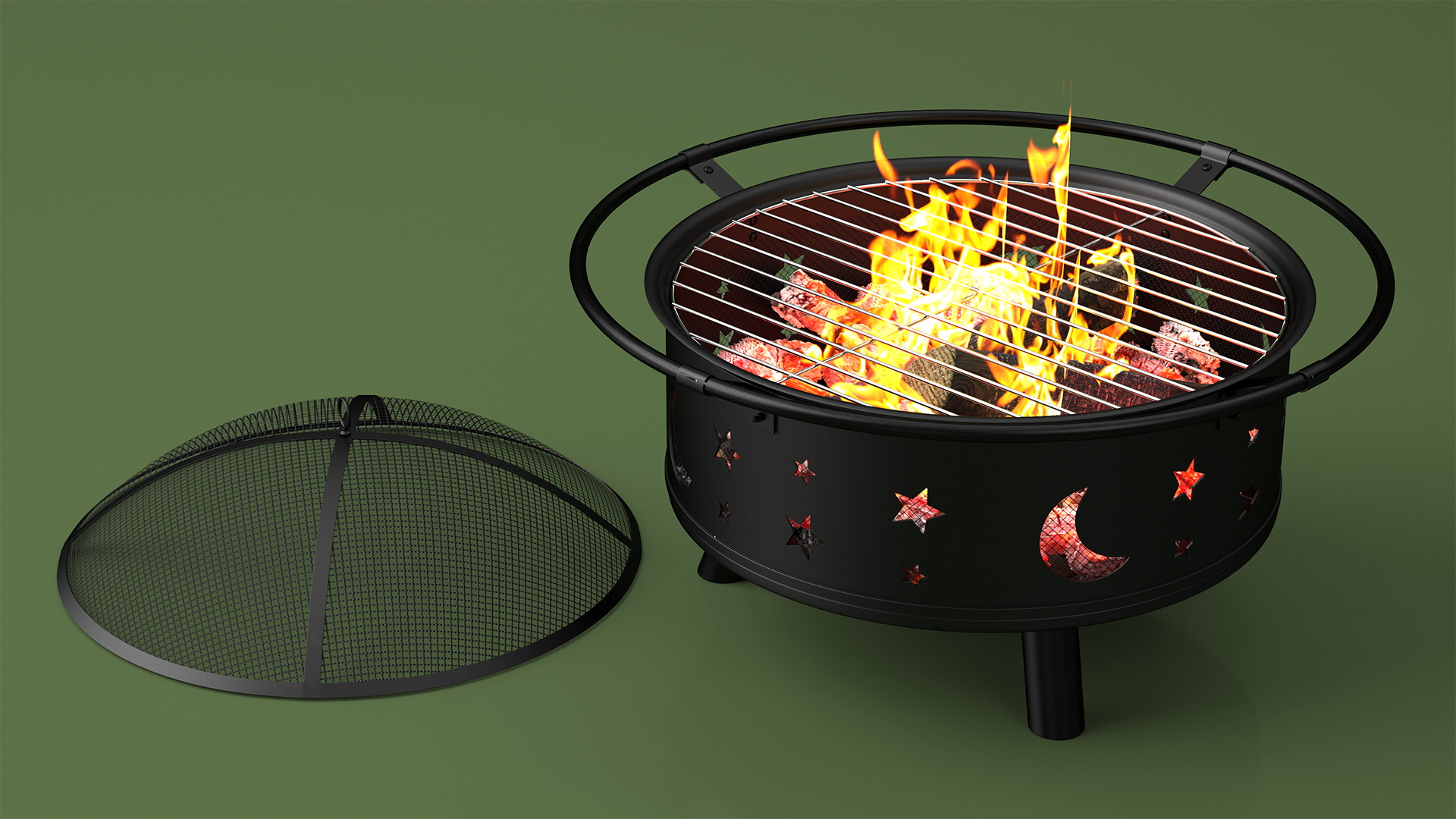 3D model Garden Fire Pit with Fire