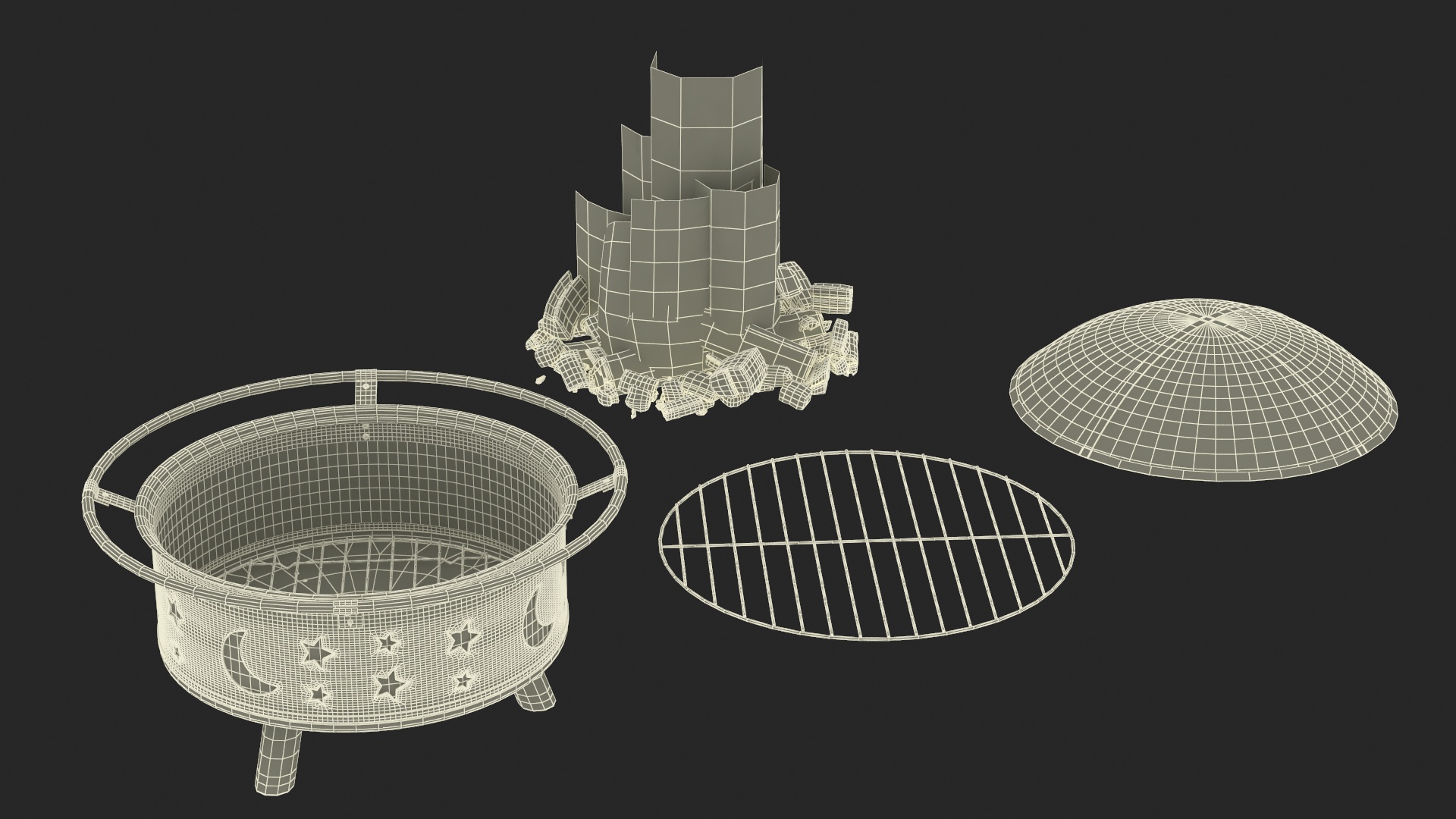 3D model Garden Fire Pit with Fire