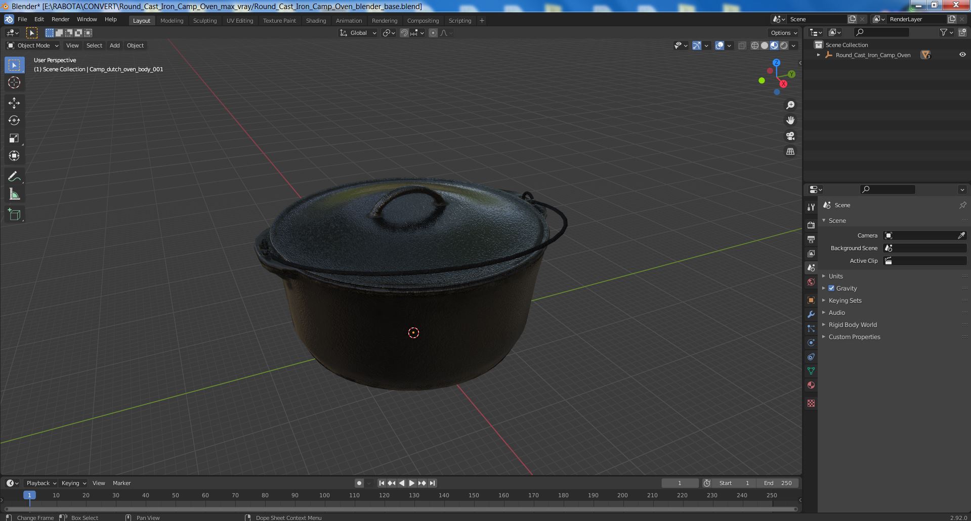 3D model Round Cast Iron Camp Oven