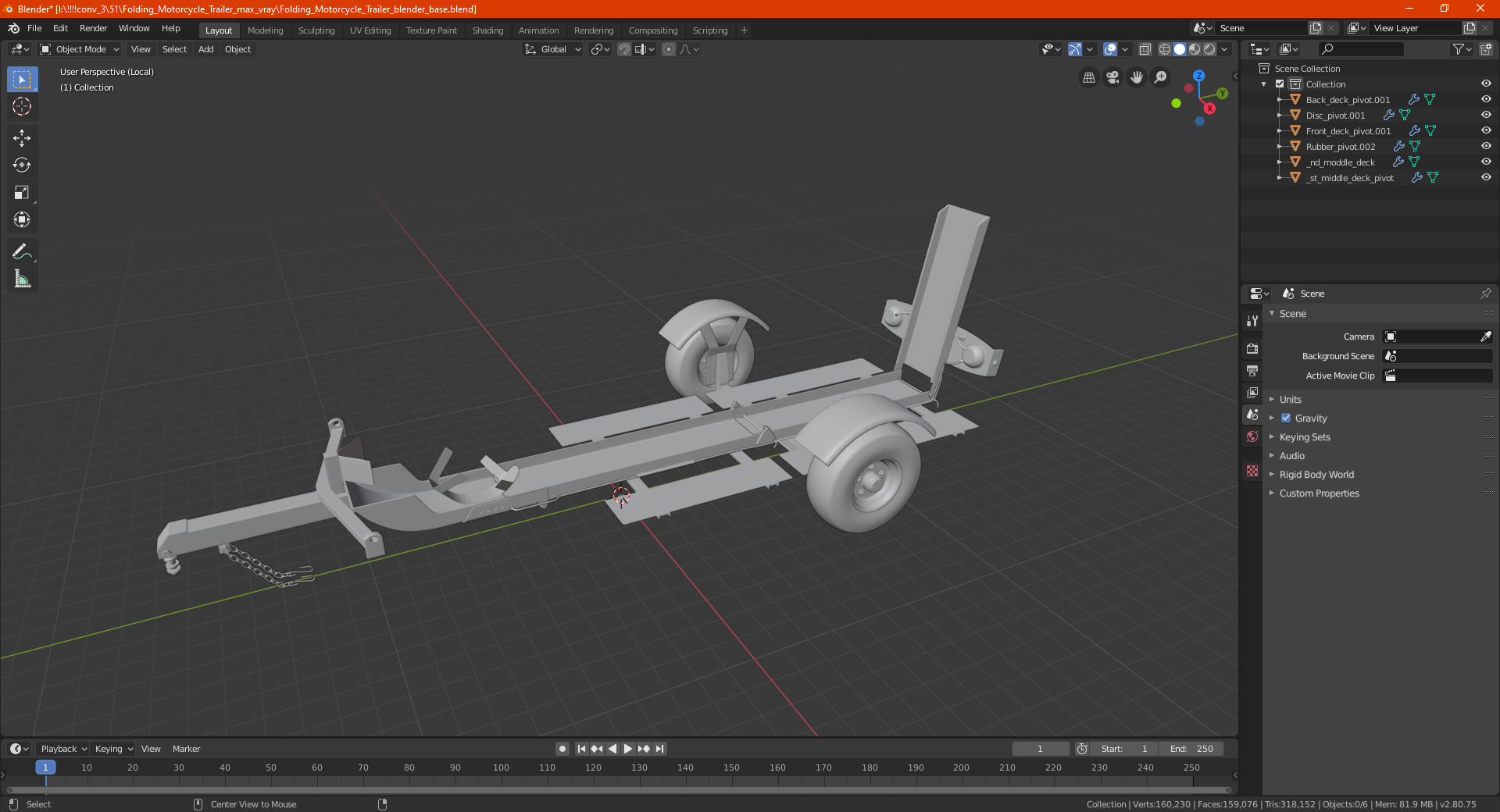 3D Folding Motorcycle Trailer