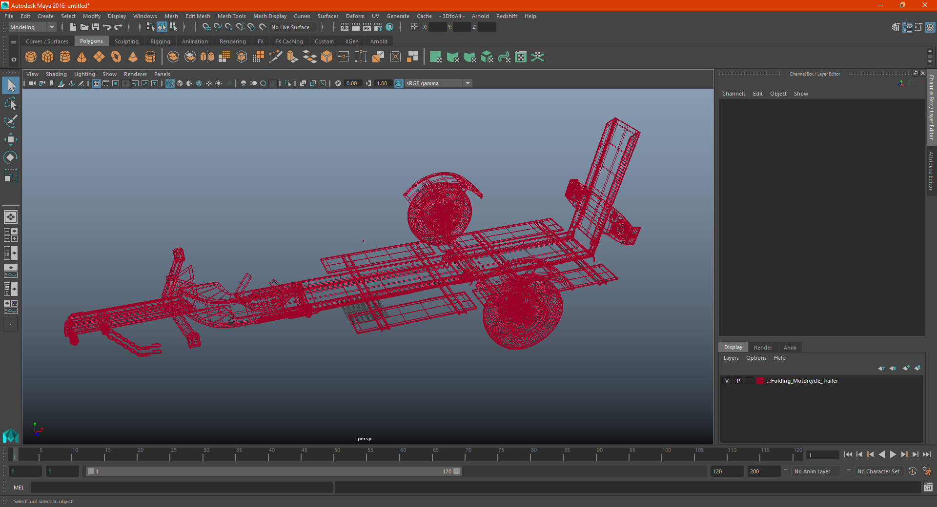 3D Folding Motorcycle Trailer