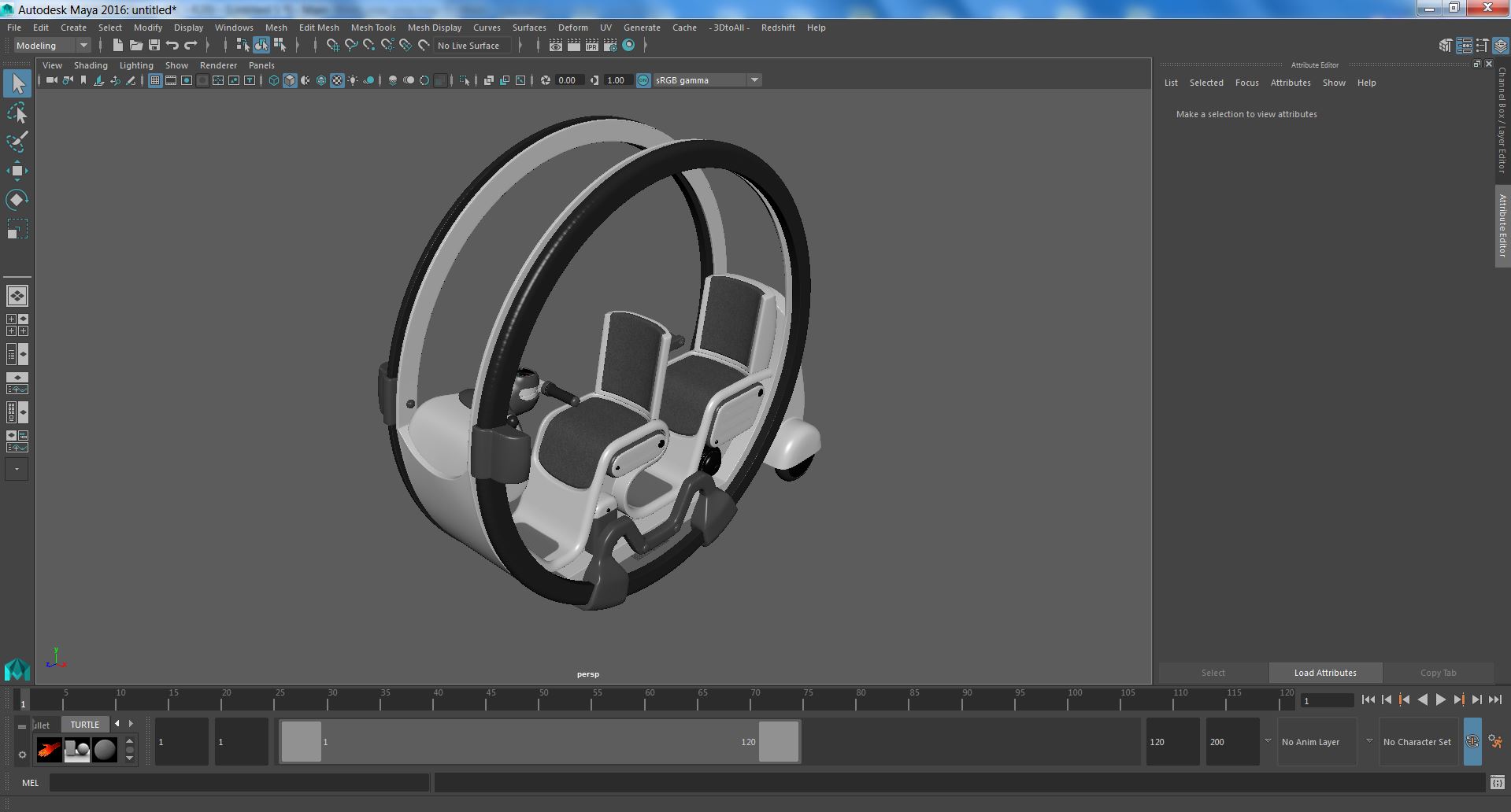3D Sci-Fi Double Car Tube White model