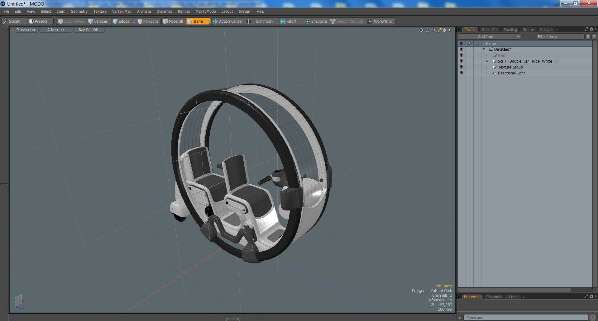 3D Sci-Fi Double Car Tube White model