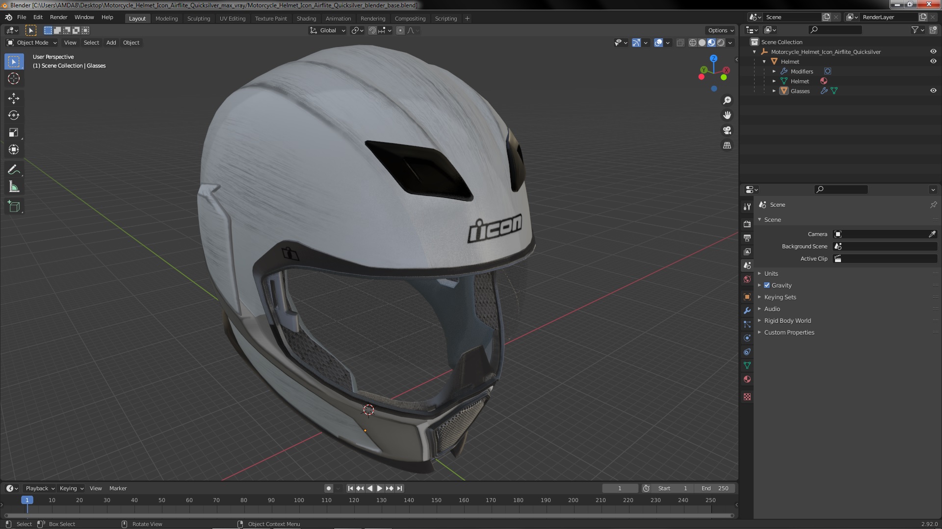 3D Motorcycle Helmet Icon Airflite Quicksilver model