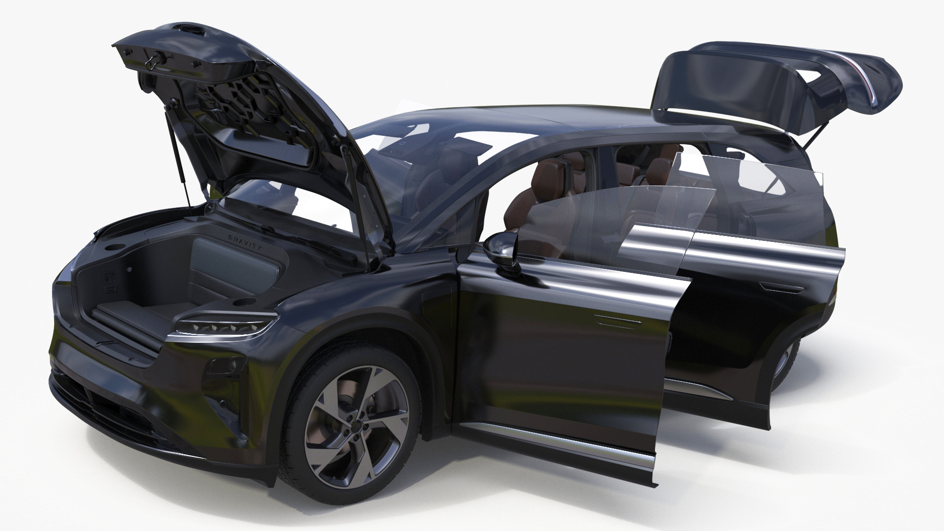 Modern Electric SUV Generic Black Lights Off 3D model