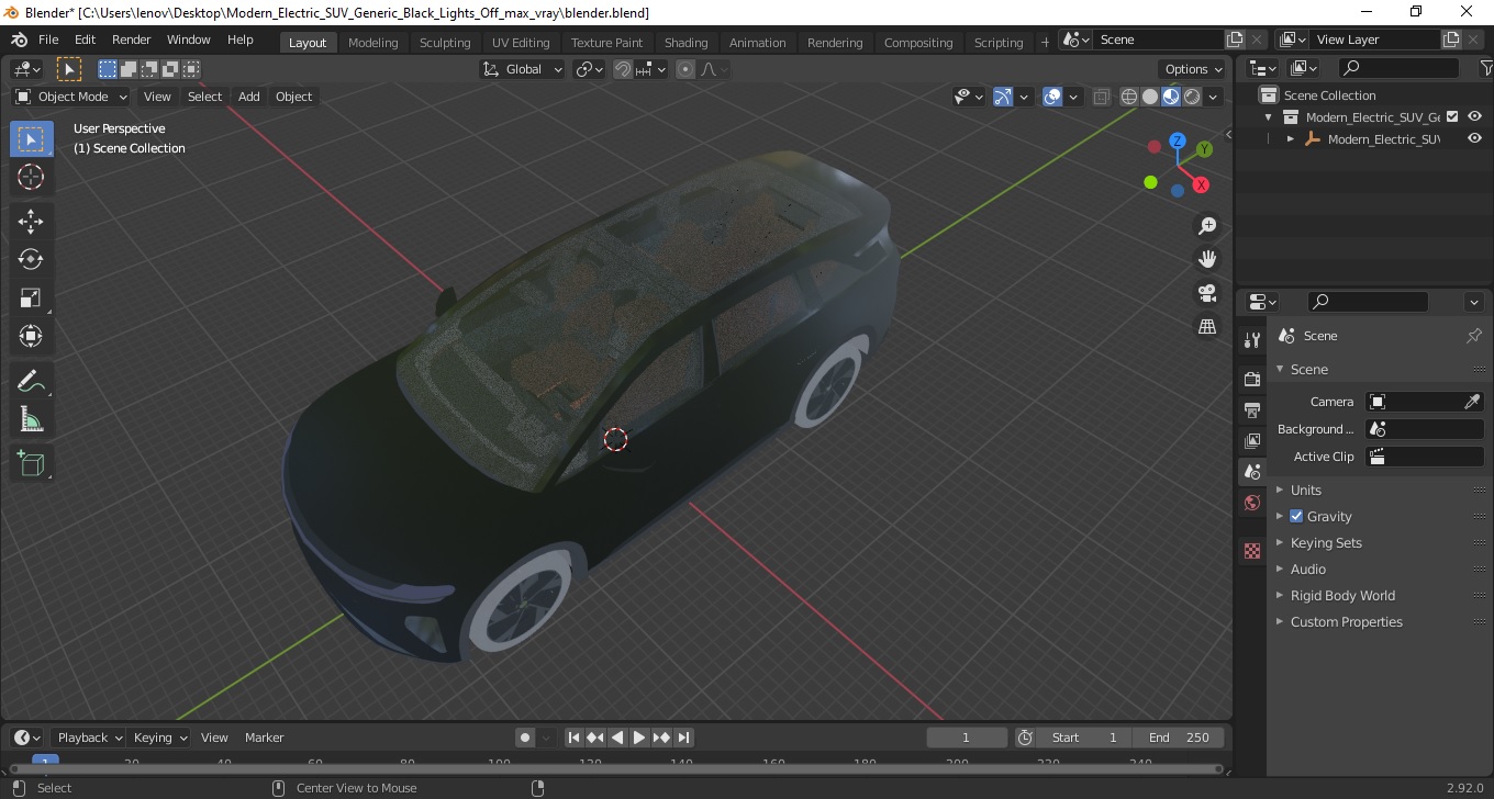 Modern Electric SUV Generic Black Lights Off 3D model