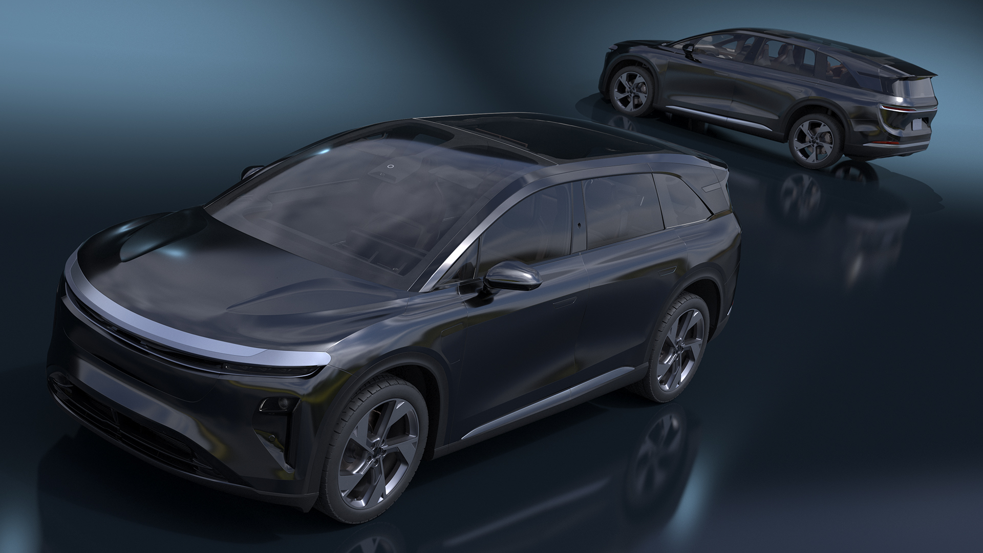 Modern Electric SUV Generic Black Lights Off 3D model