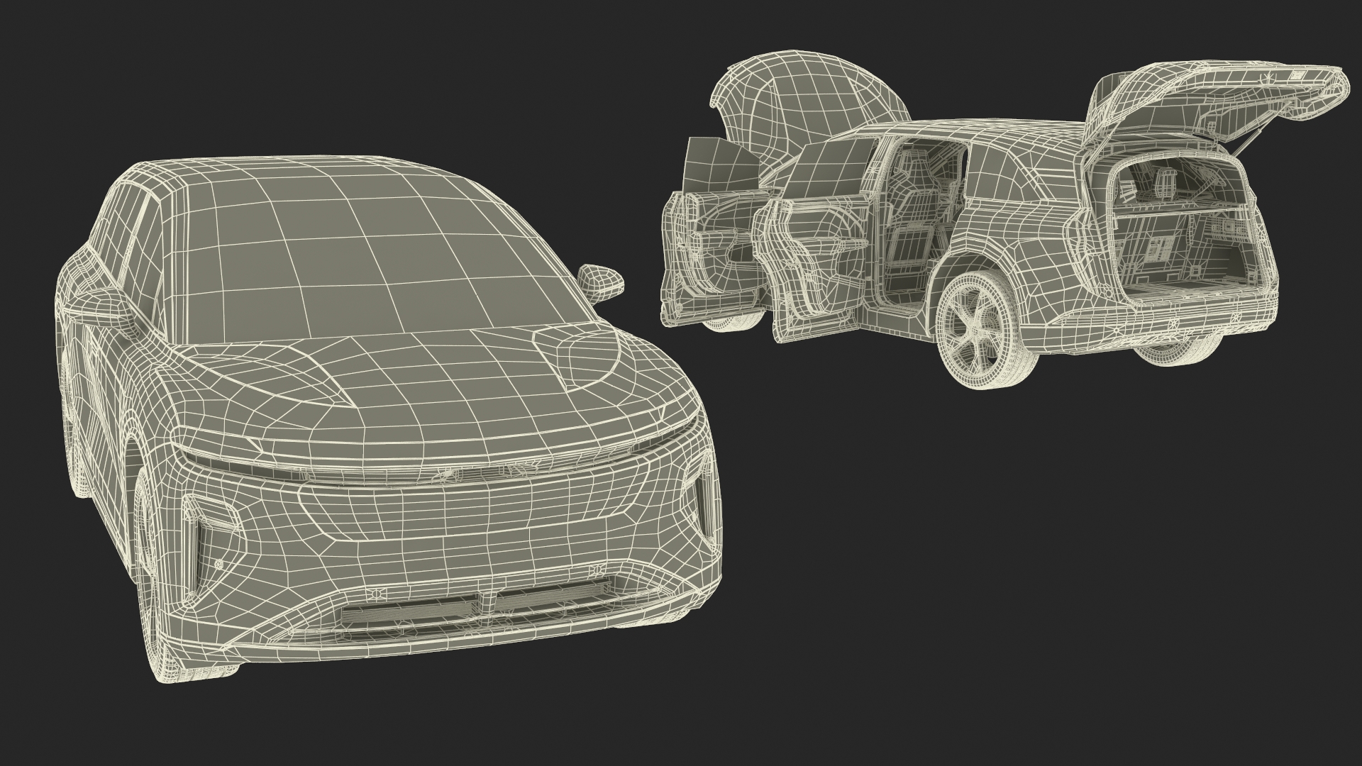 Modern Electric SUV Generic Black Lights Off 3D model
