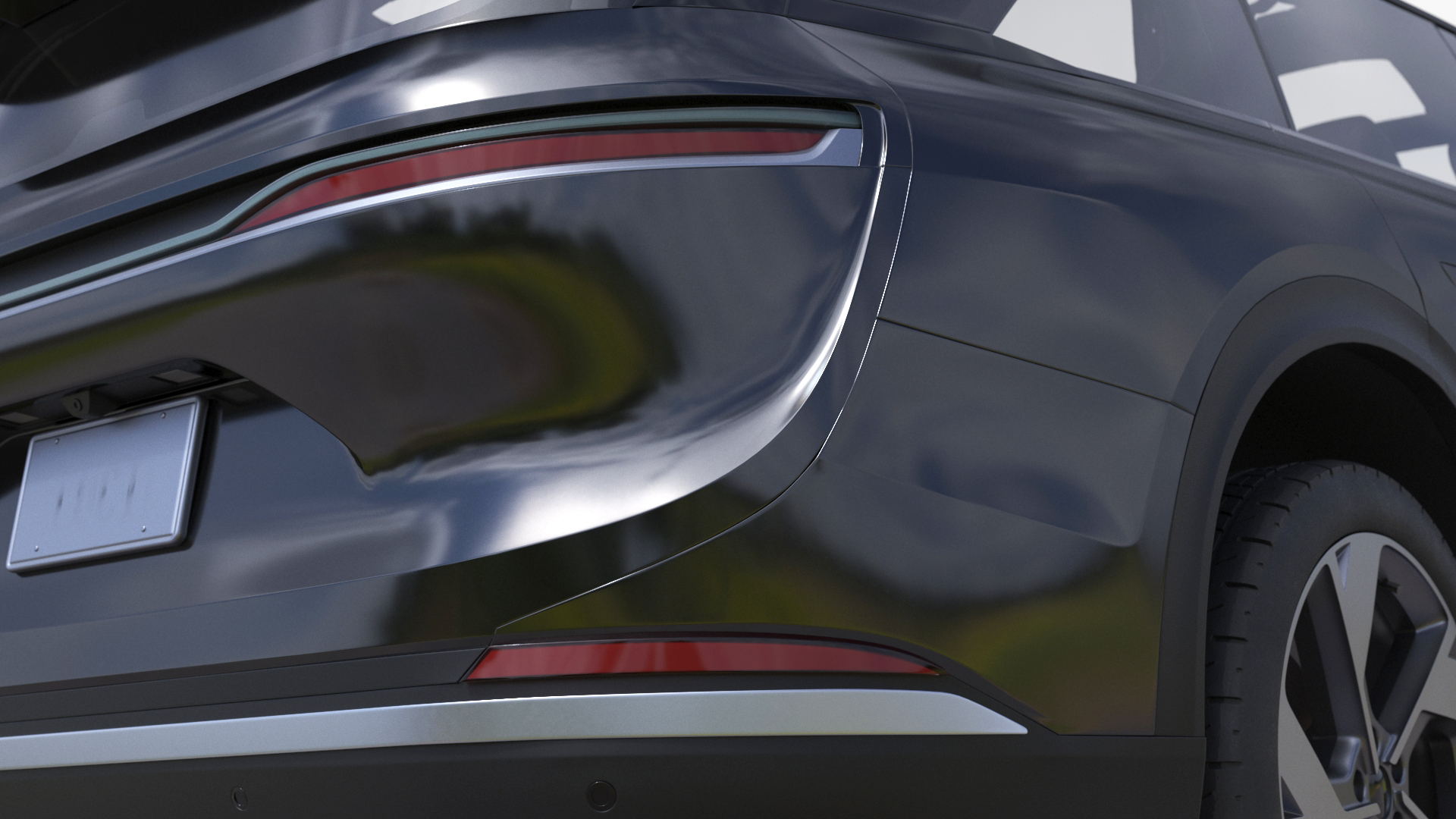 Modern Electric SUV Generic Black Lights Off 3D model