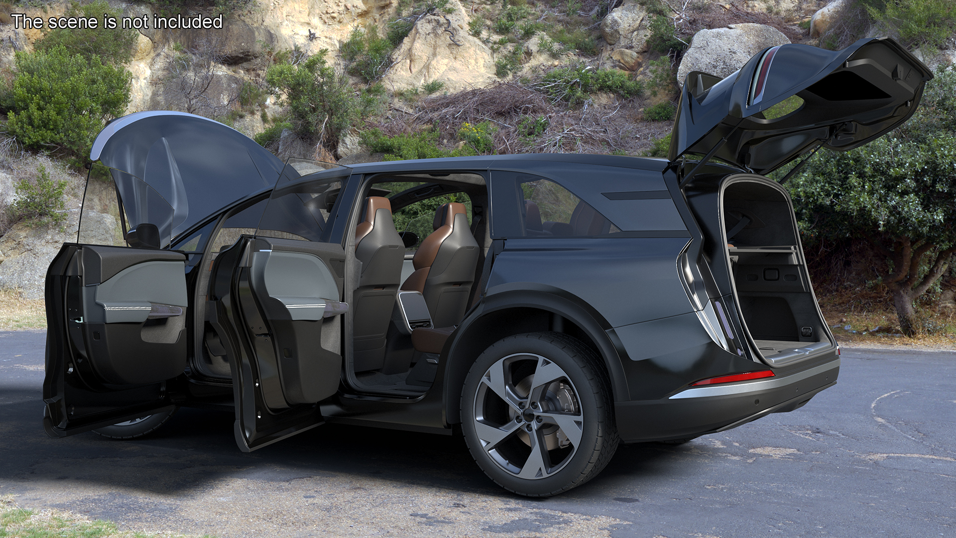 Modern Electric SUV Generic Black Lights Off 3D model