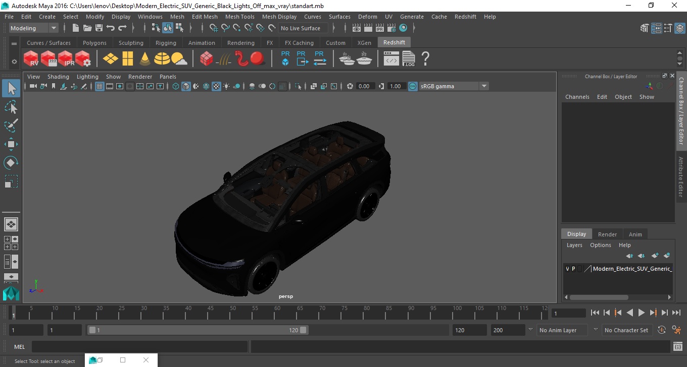 Modern Electric SUV Generic Black Lights Off 3D model