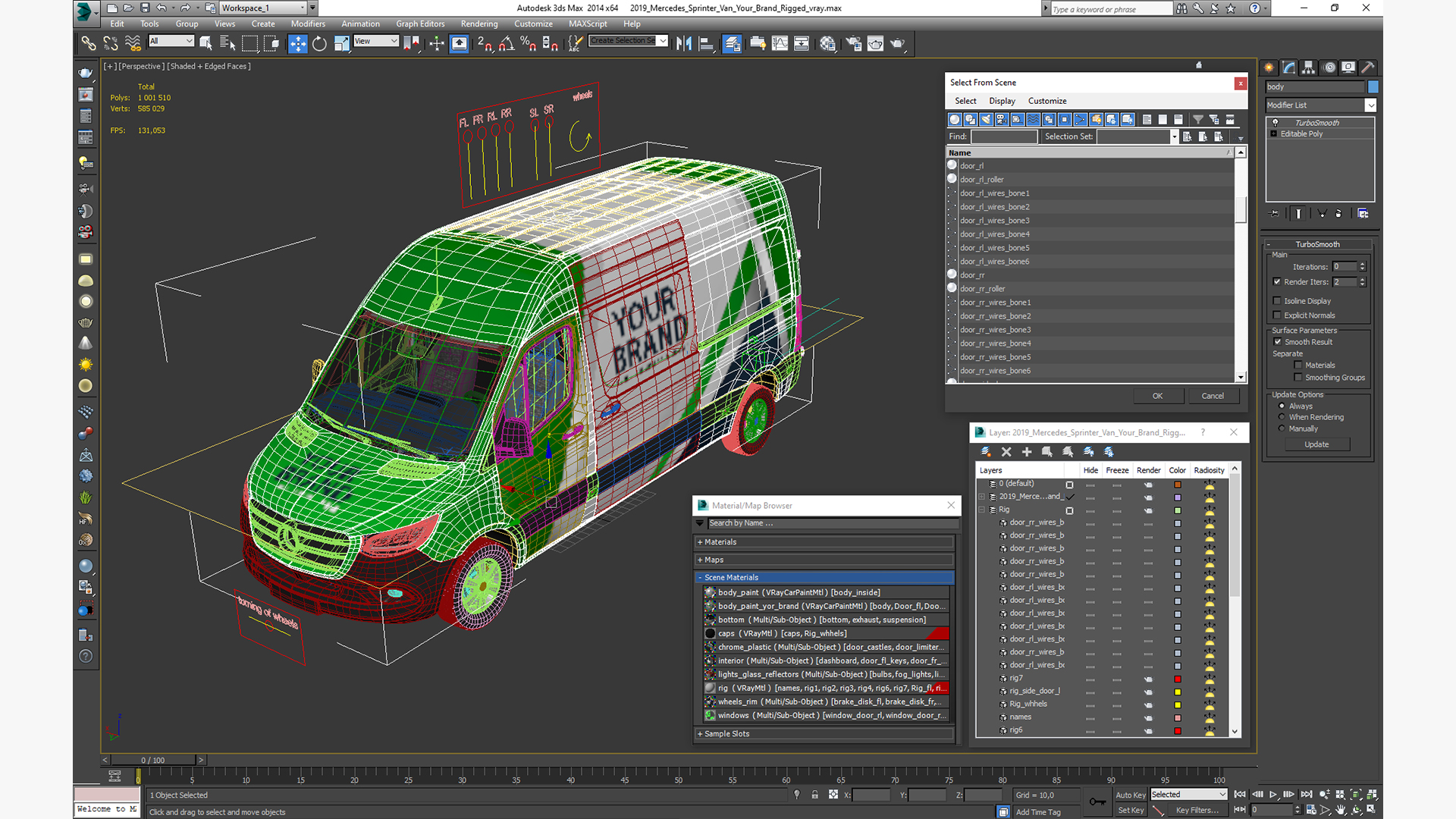 3D model 2019 Mercedes Sprinter Van Your Brand  Rigged