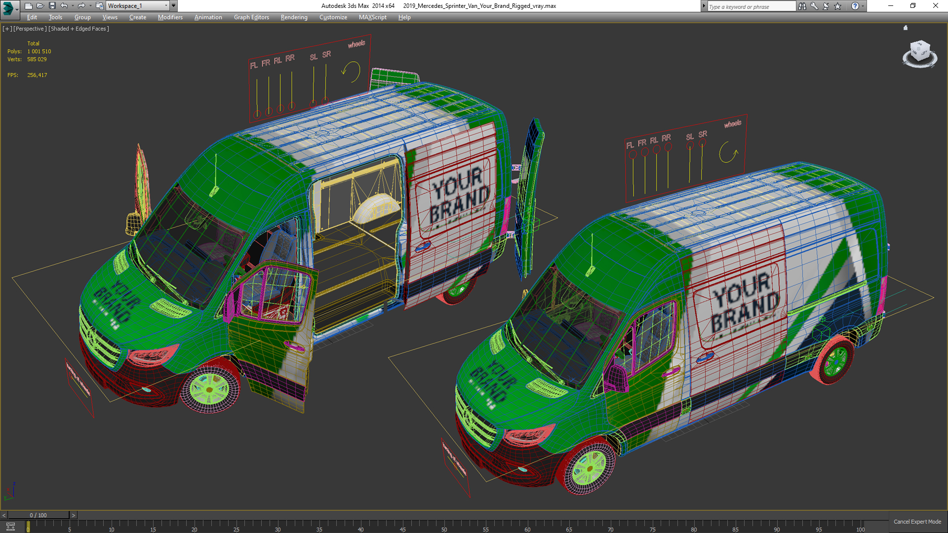 3D model 2019 Mercedes Sprinter Van Your Brand  Rigged