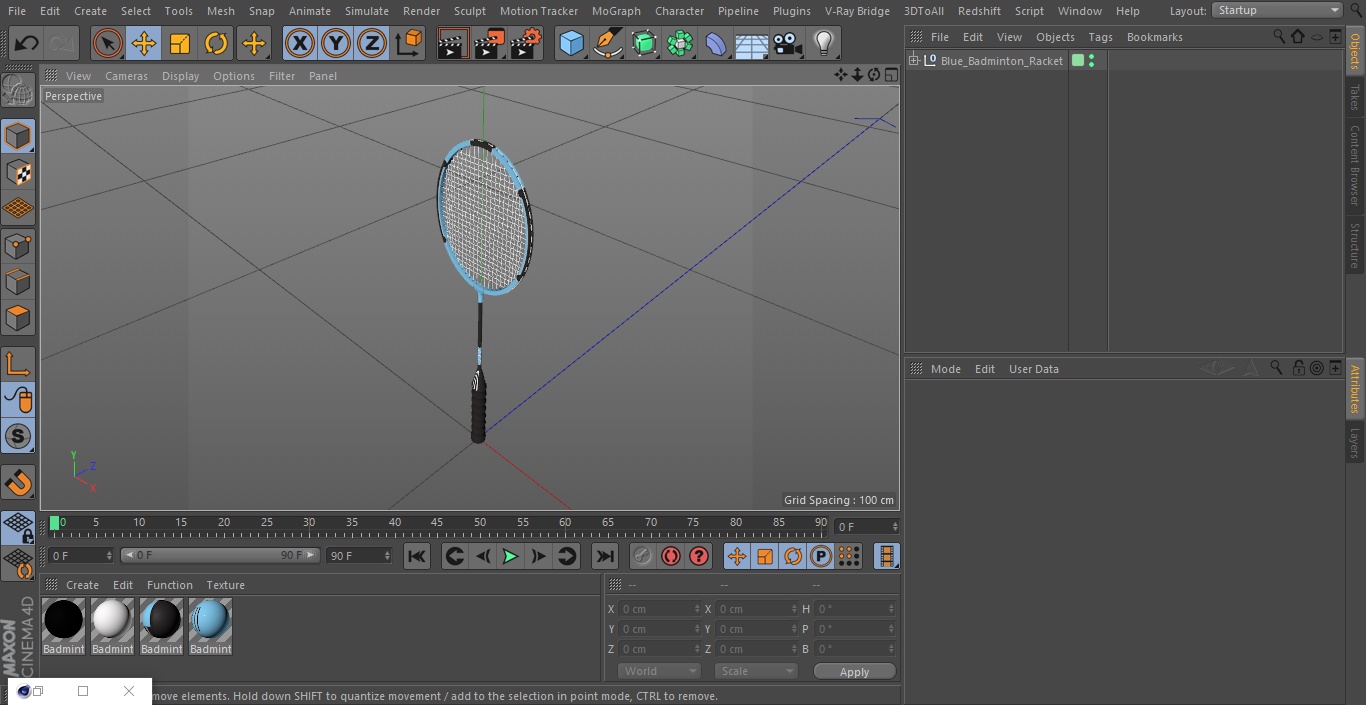 3D Blue Badminton Racket