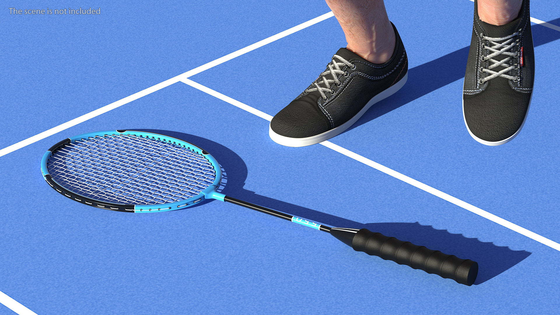 3D Blue Badminton Racket