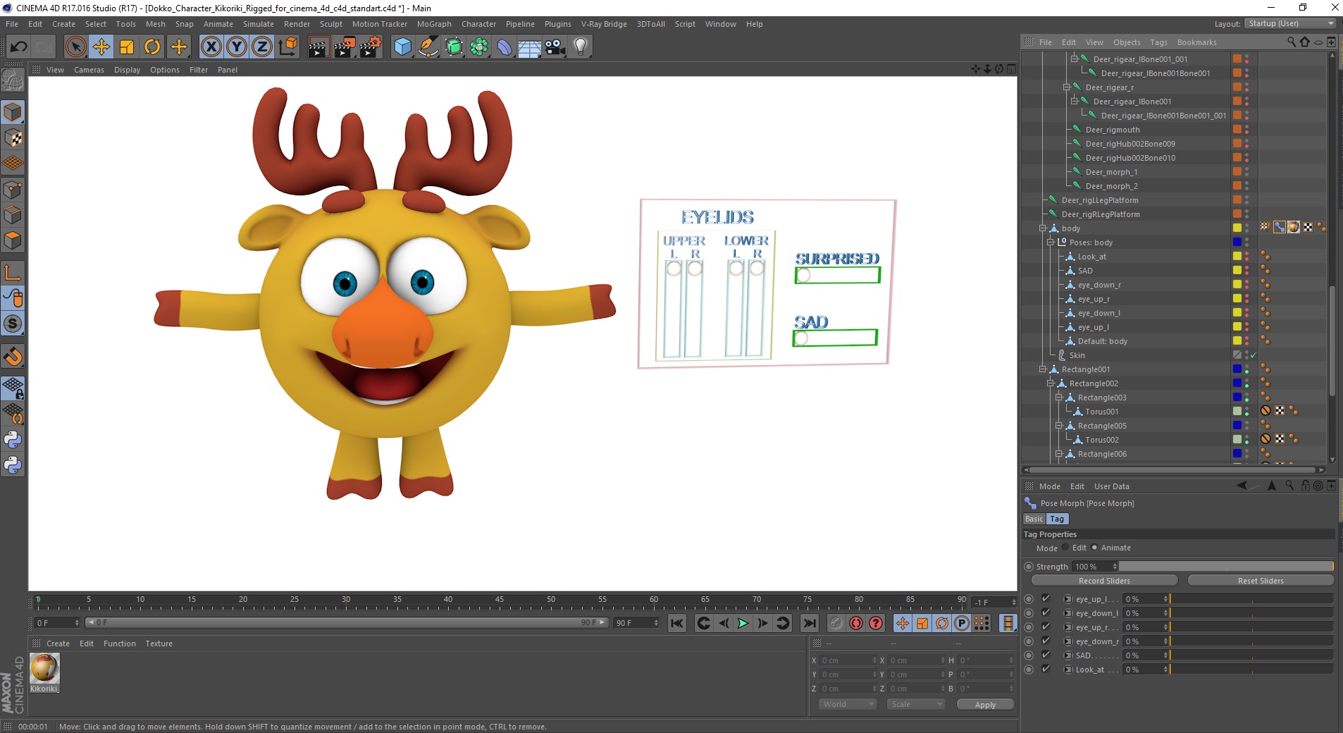 3D model Dokko Character Kikoriki Rigged for Cinema 4D