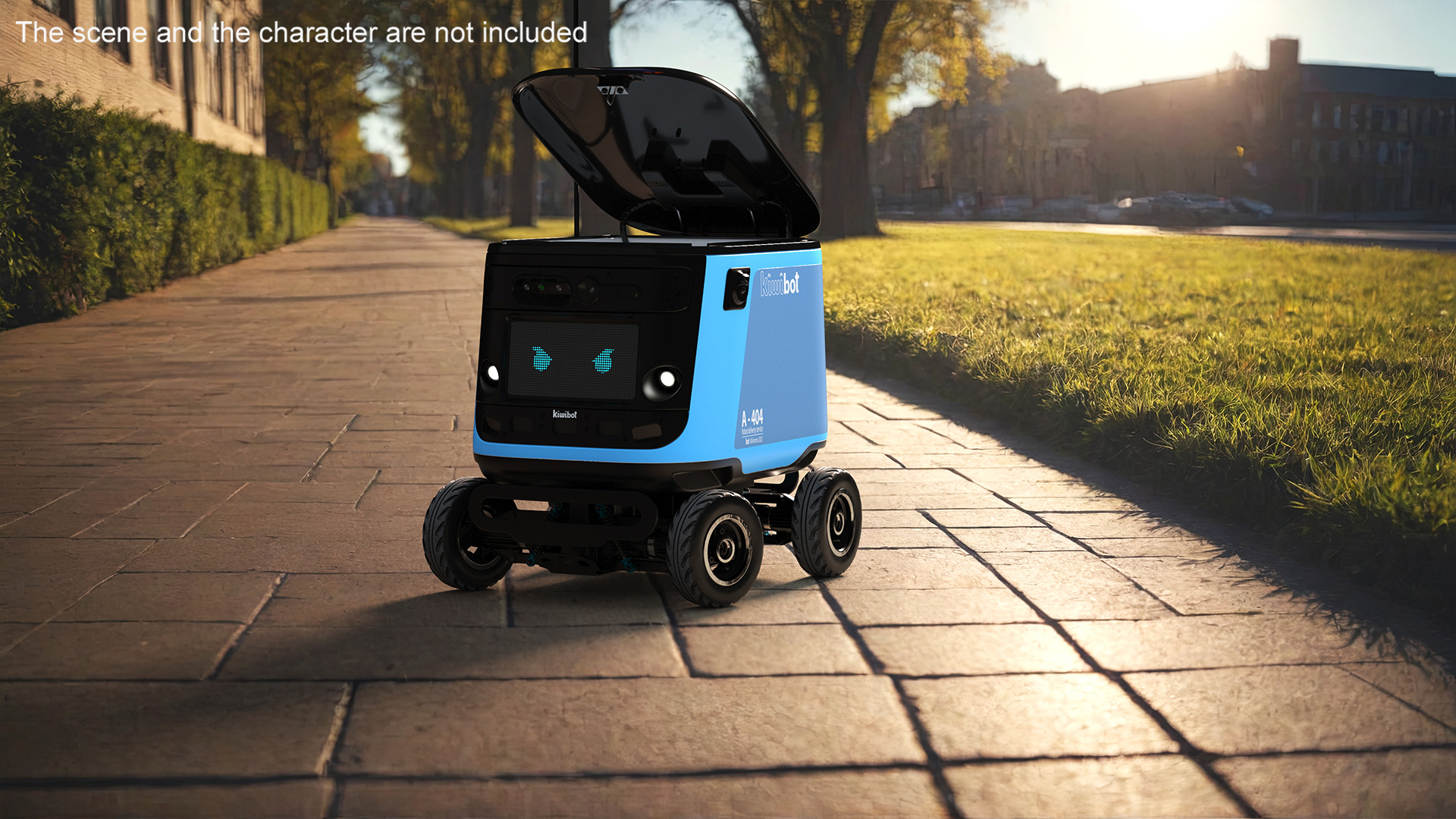 Cyan Delivery Robot Kiwibot Rigged 3D model