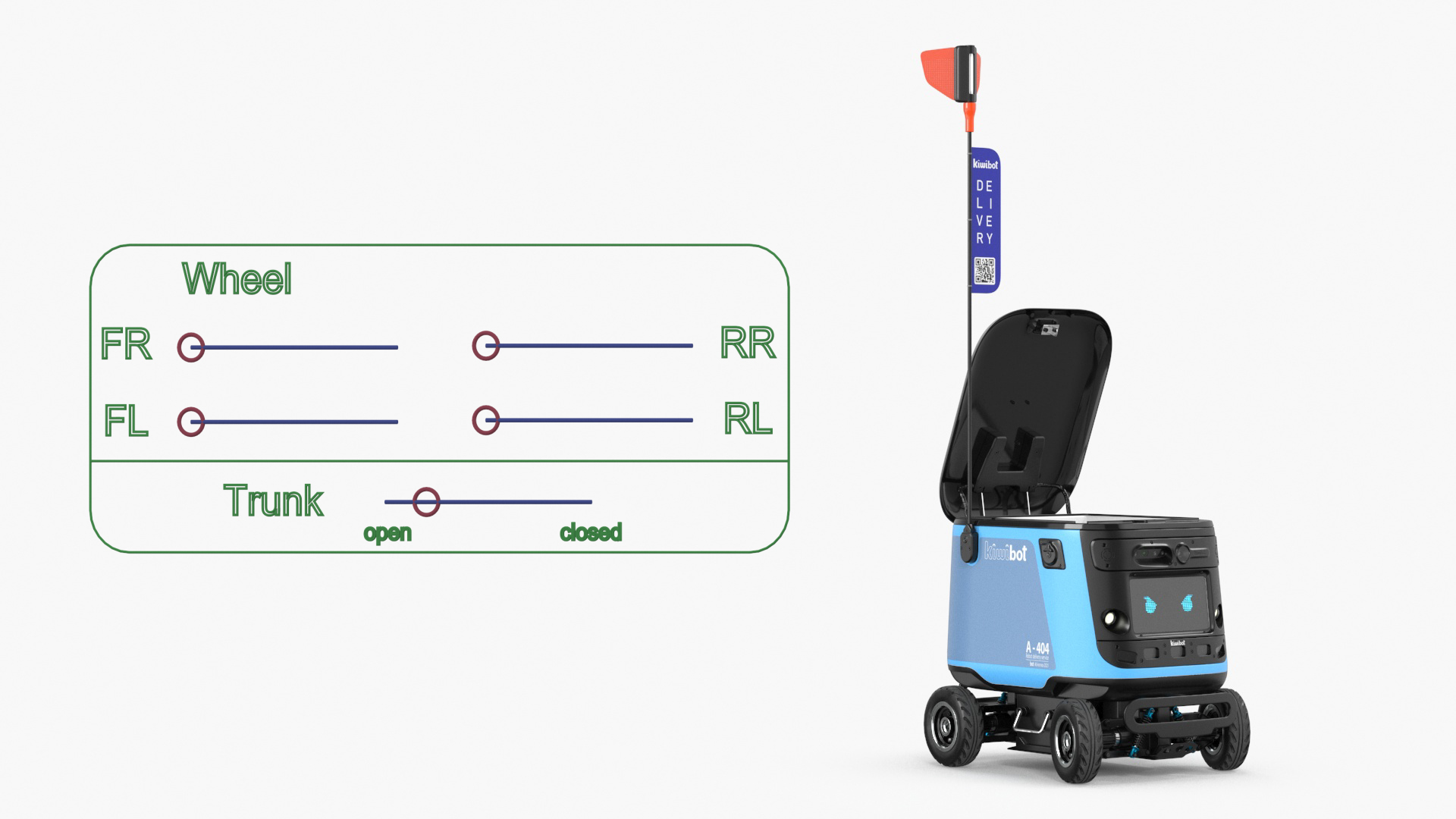 Cyan Delivery Robot Kiwibot Rigged 3D model