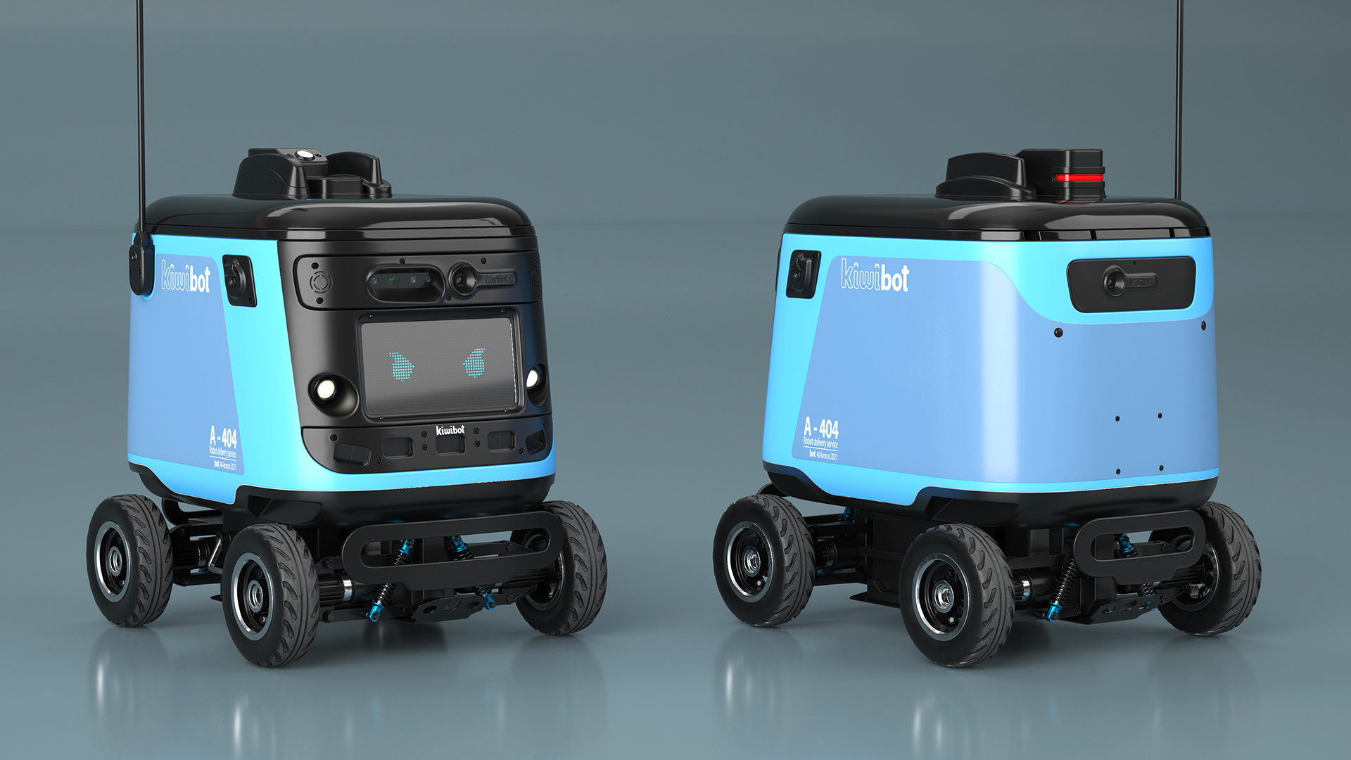 Cyan Delivery Robot Kiwibot Rigged 3D model