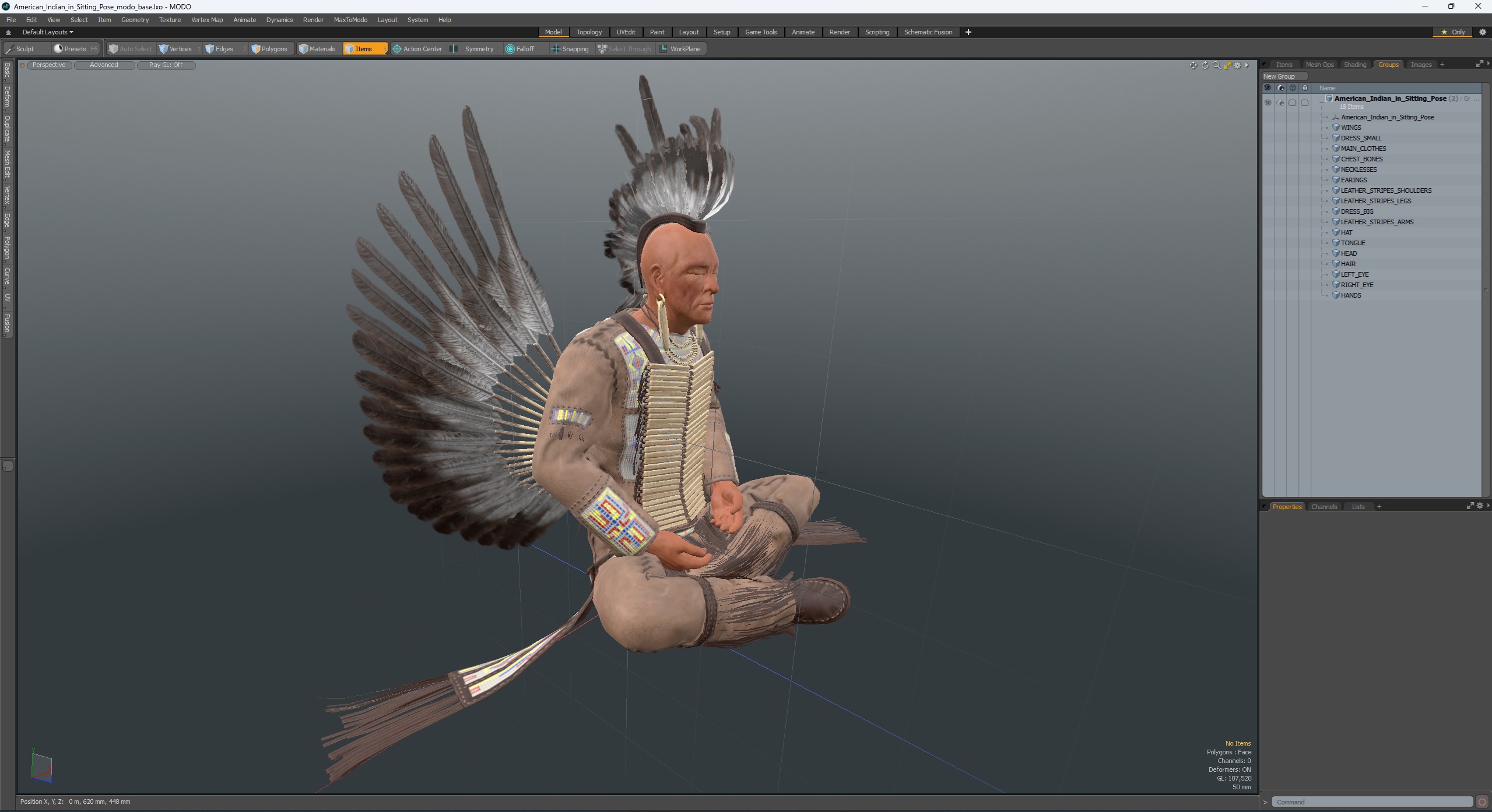 3D American Indian in Sitting Pose