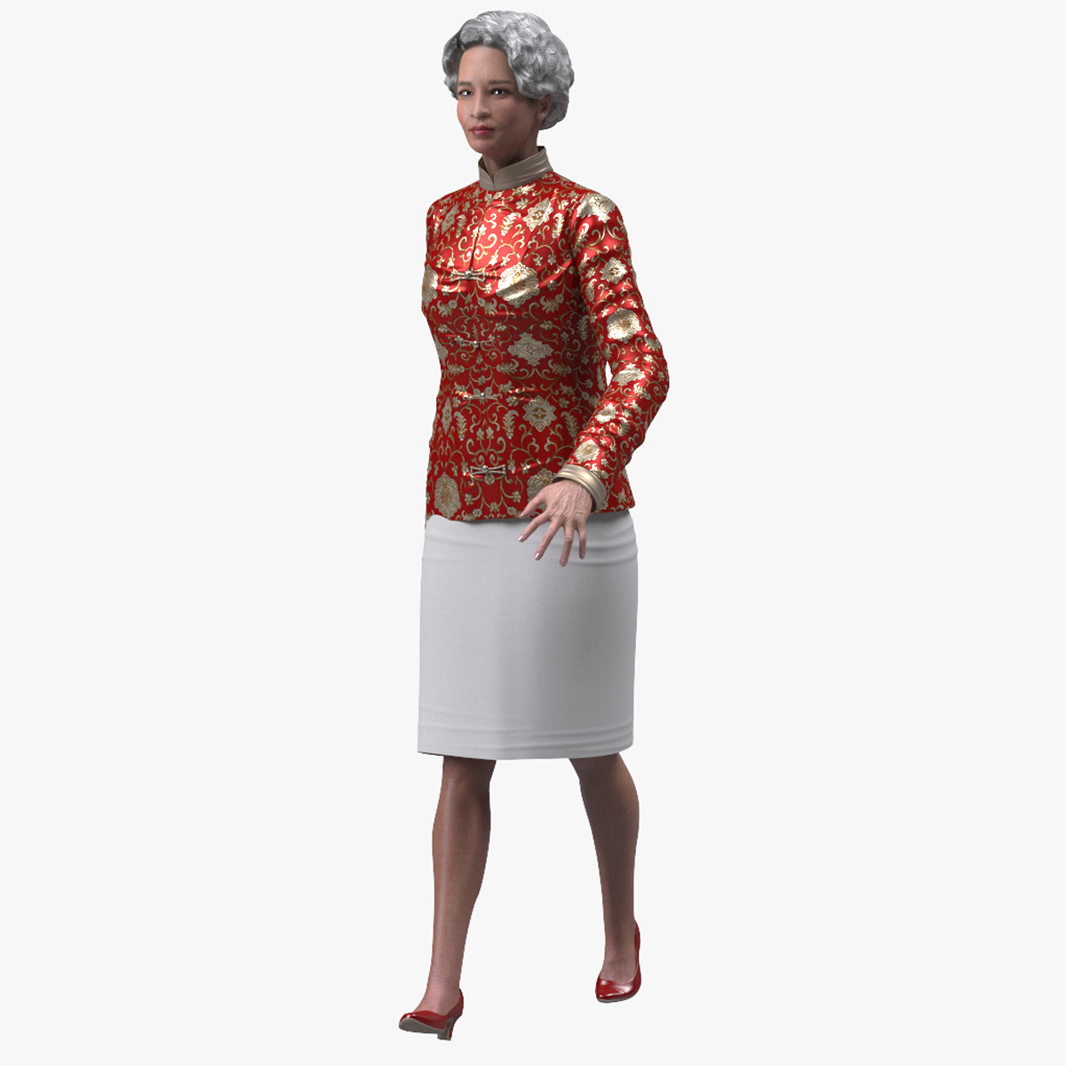 Chinese Elderly Woman Formal Wear Rigged for Maya 3D model