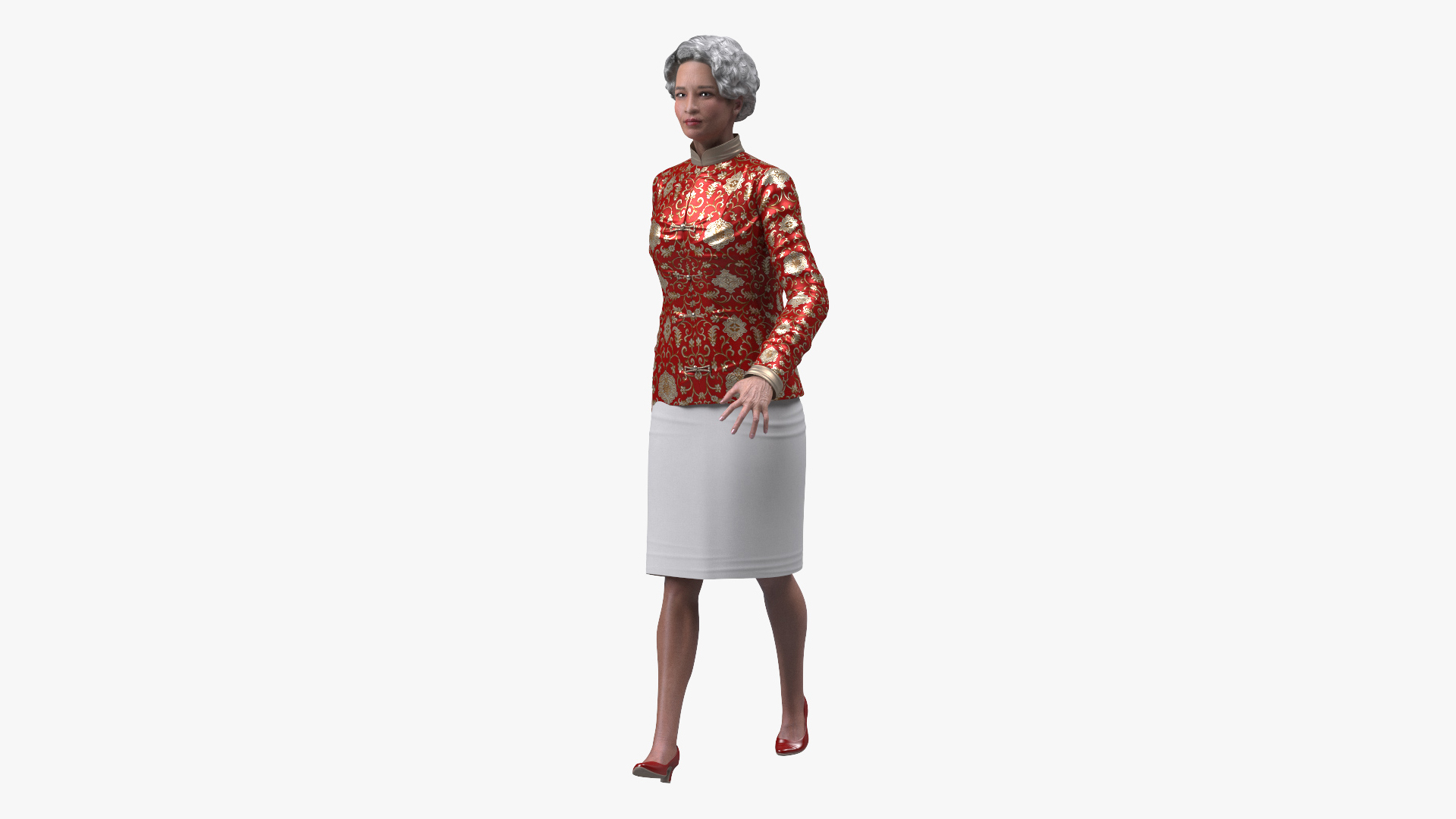 Chinese Elderly Woman Formal Wear Rigged for Maya 3D model
