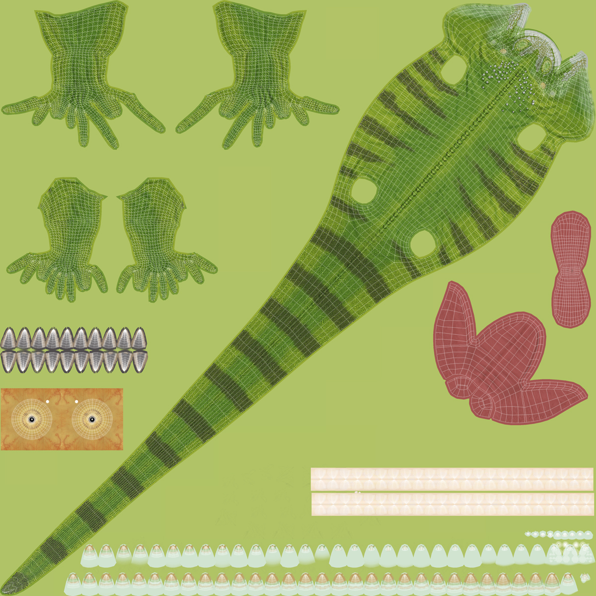 3D model Iguana Reptile Creature Rigged