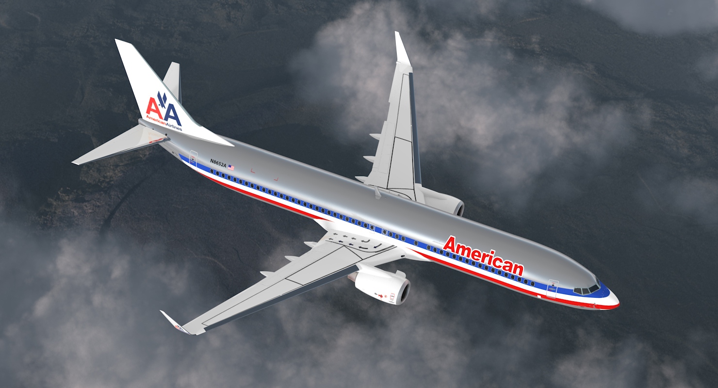 Boeing 737 900 American Airlines Rigged 3D model