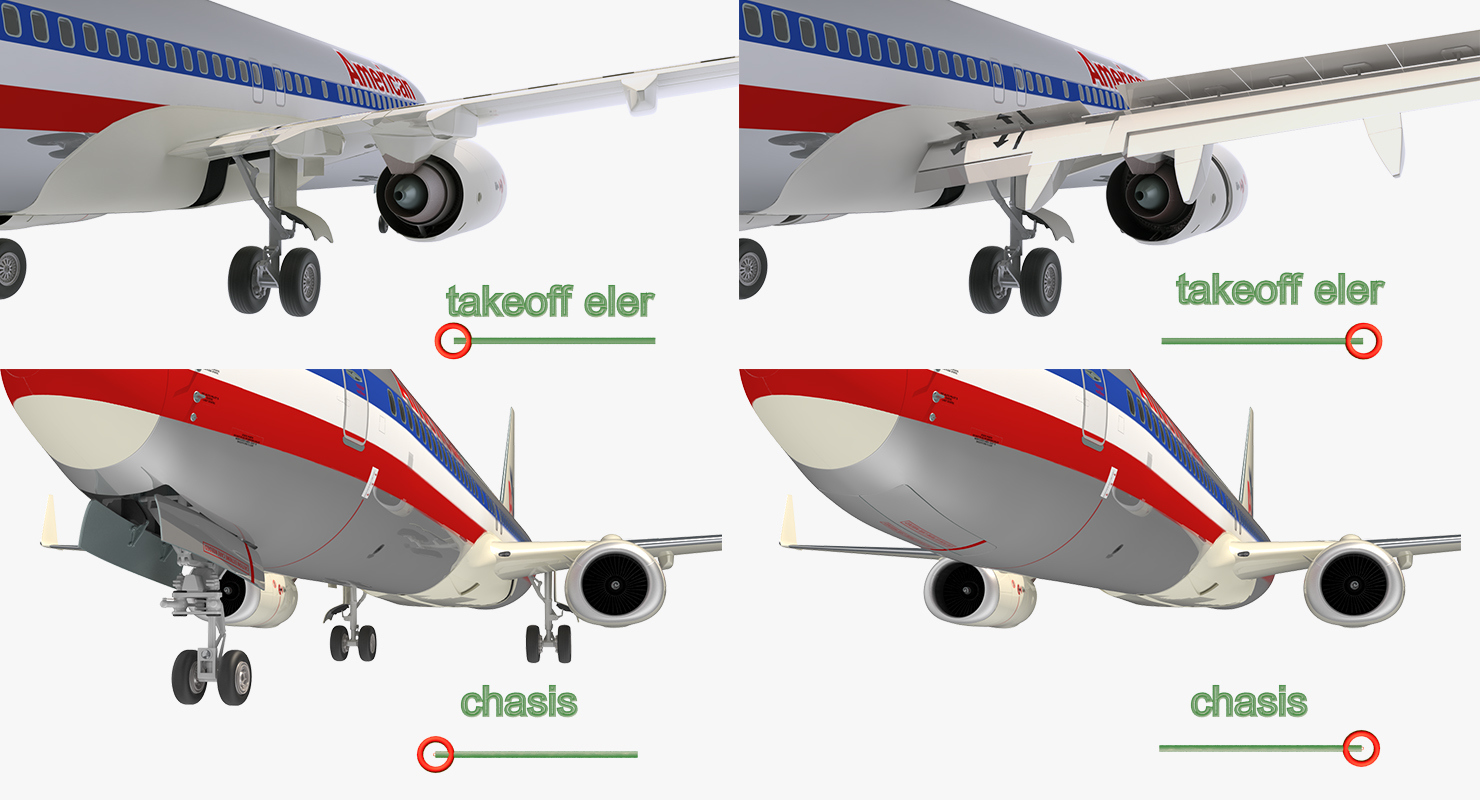 Boeing 737 900 American Airlines Rigged 3D model