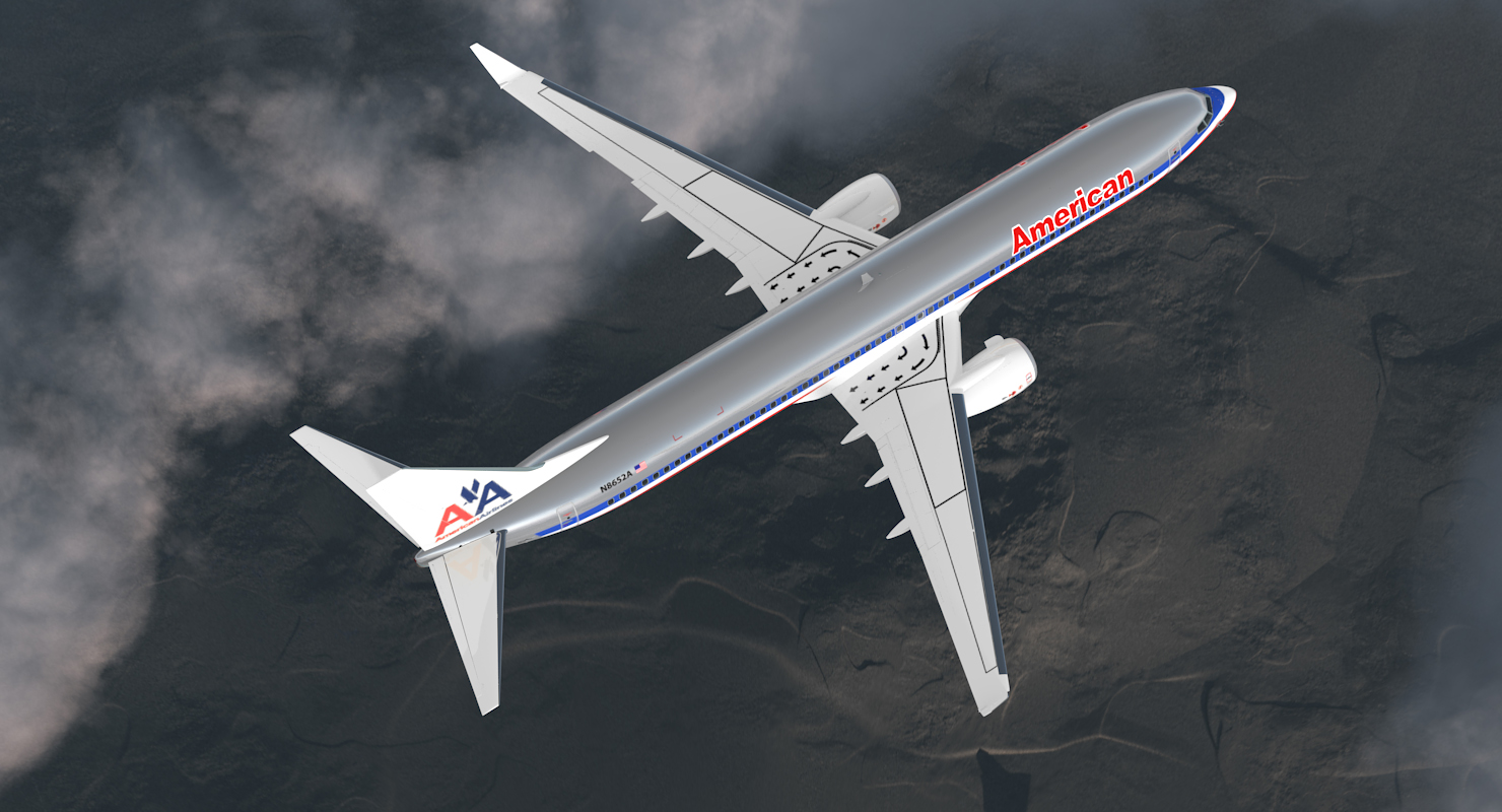 Boeing 737 900 American Airlines Rigged 3D model