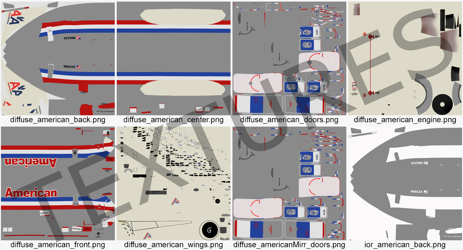 Boeing 737 900 American Airlines Rigged 3D model