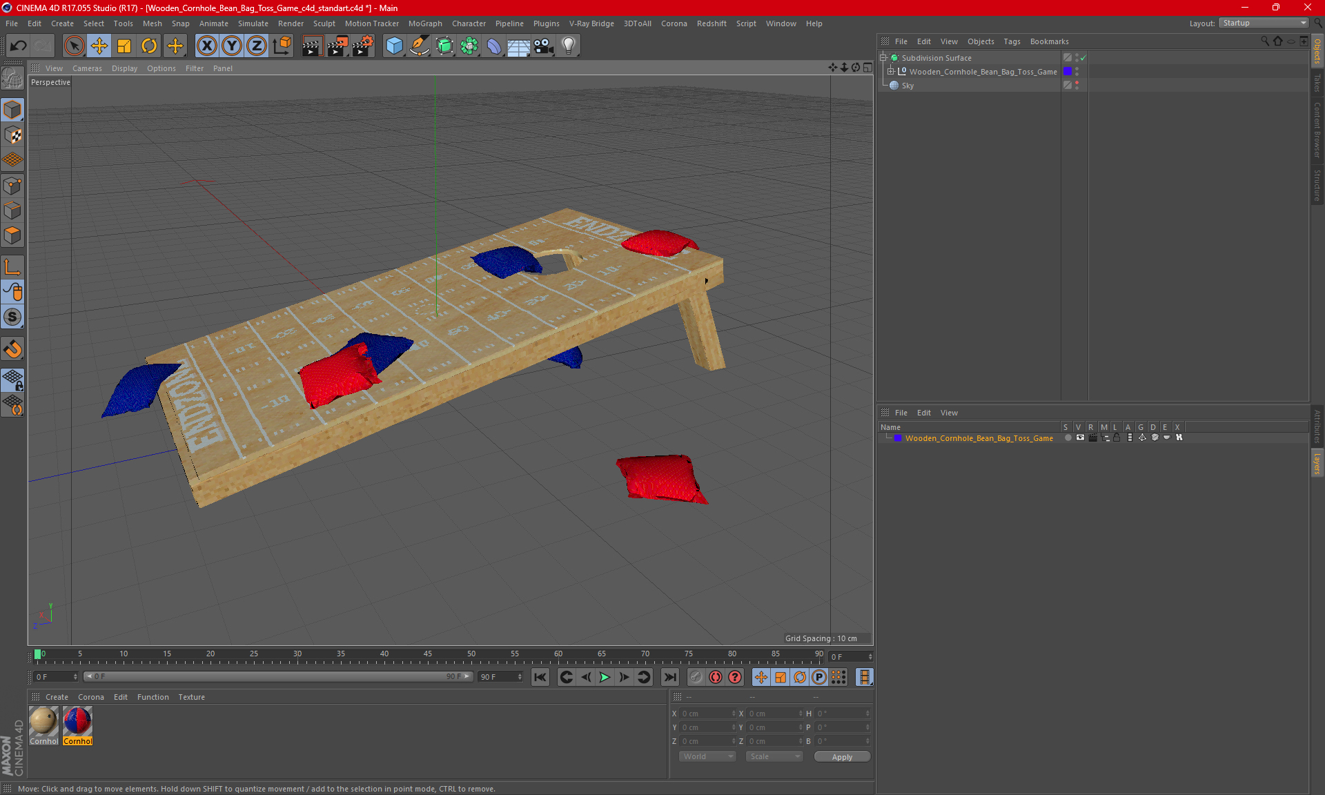 Wooden Cornhole Bean Bag Toss Game 3D model