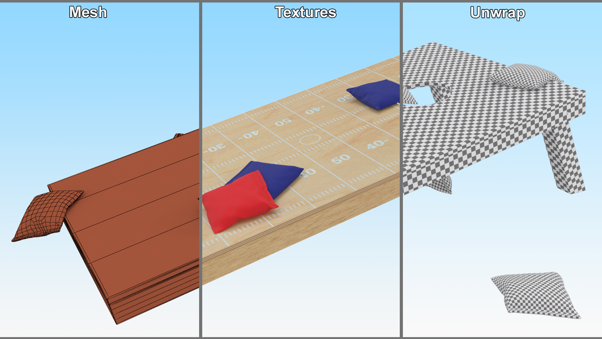 Wooden Cornhole Bean Bag Toss Game 3D model