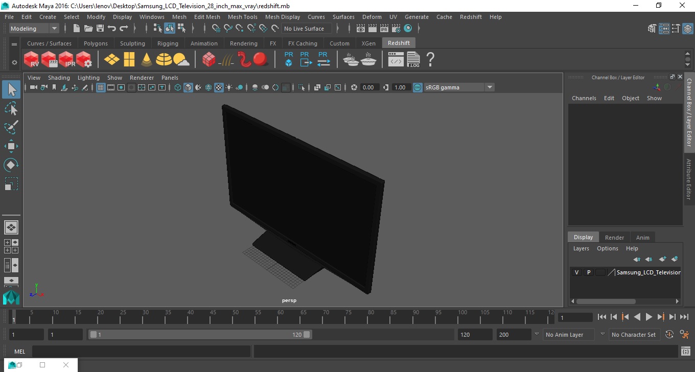 3D model Samsung LCD Television 28 inch