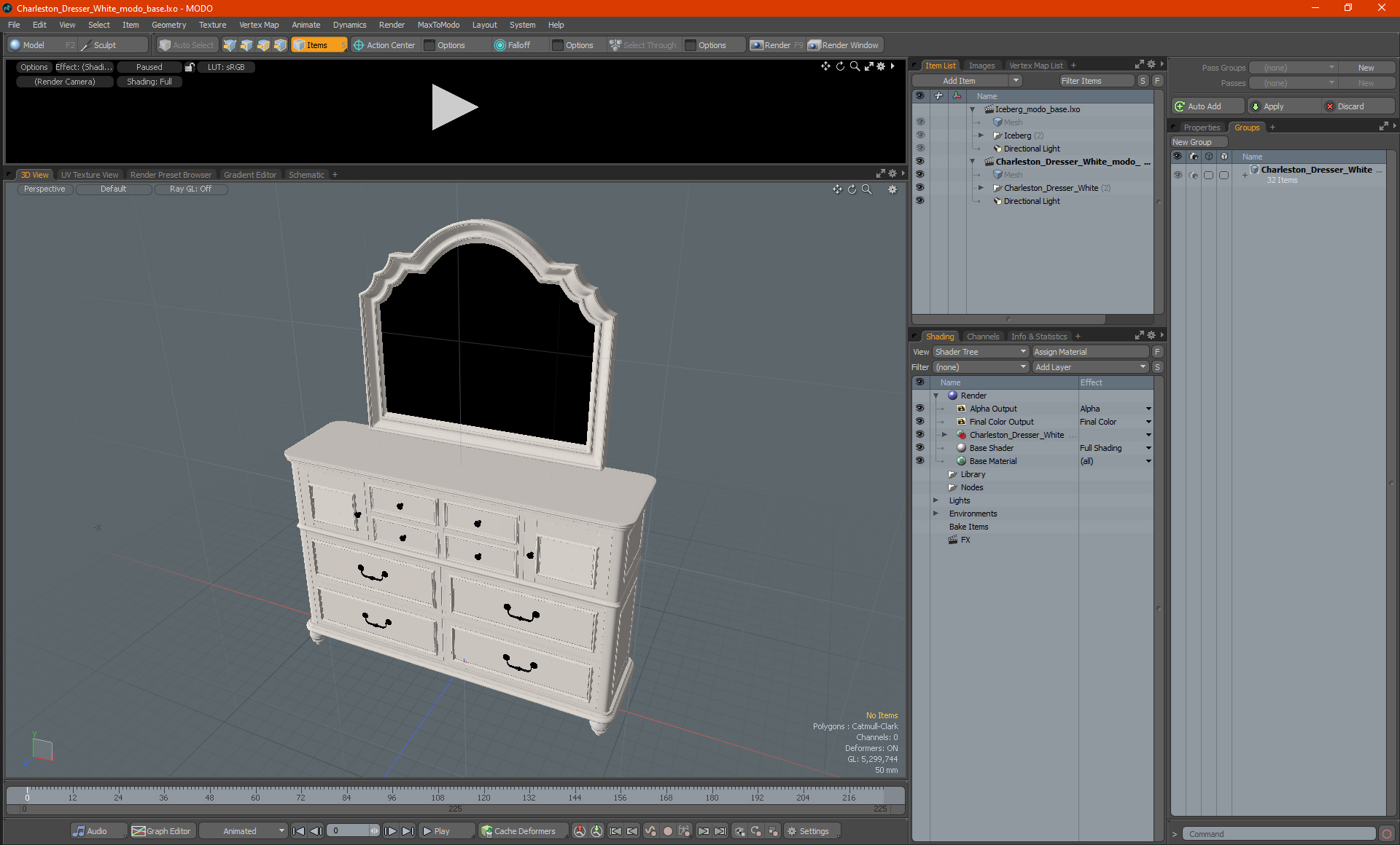 Charleston Dresser White 3D model