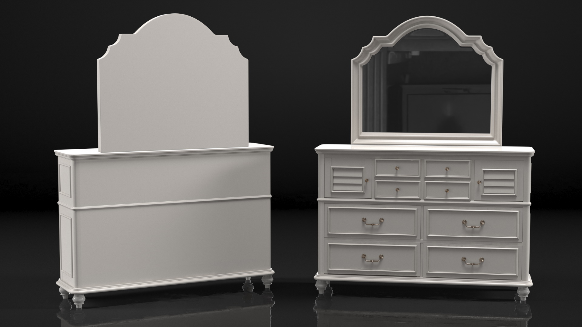 Charleston Dresser White 3D model
